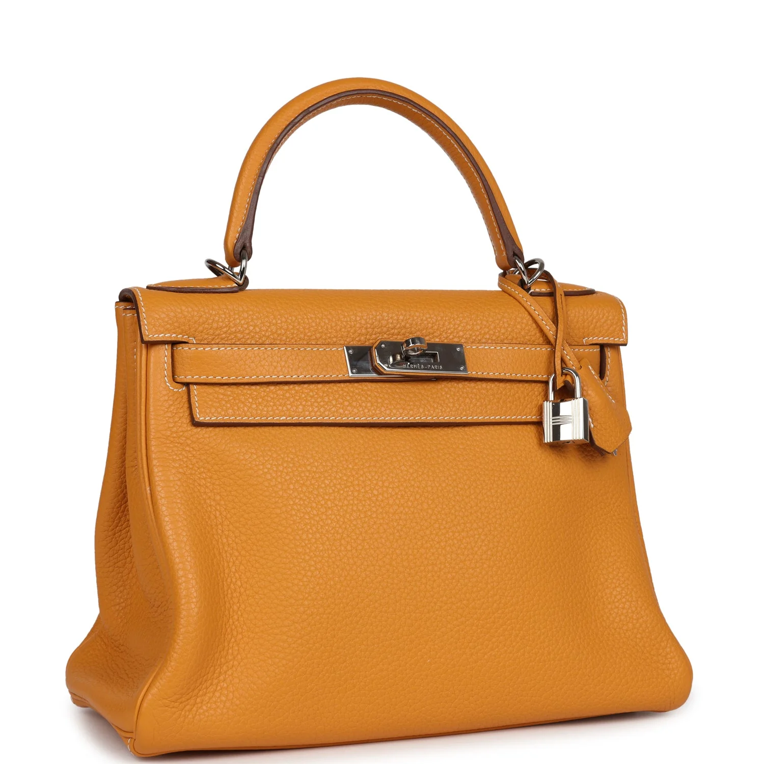 Replicate Hermes Kelly Retourne 28 Moutarde Clemence Palladium Hardware(1:1 replica)