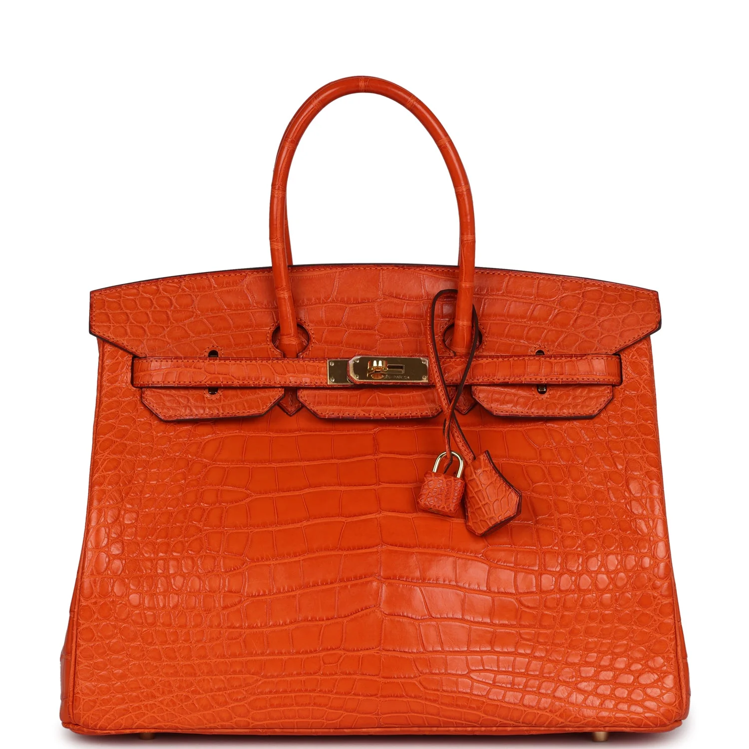 Replicate Hermes Birkin 35 Feu Matte Alligator Gold Hardware(1:1 replica)