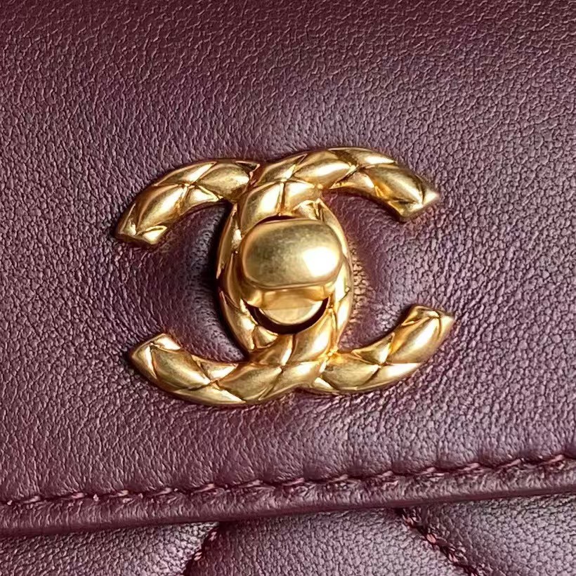 Replicate Chanel 24B AS5038 Lambskin Clutch Burgundy(1:1 replica)