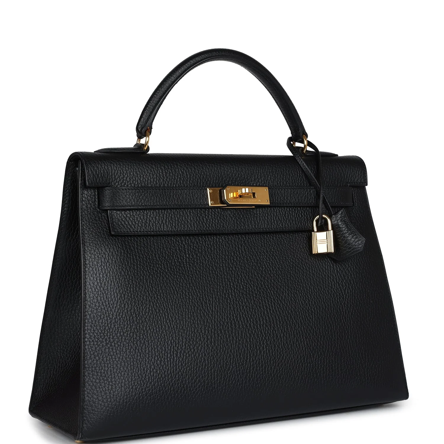 Replicate Vintage Hermes Kelly Sellier 32 Black Ardennes Gold Hardware(1:1 replica)