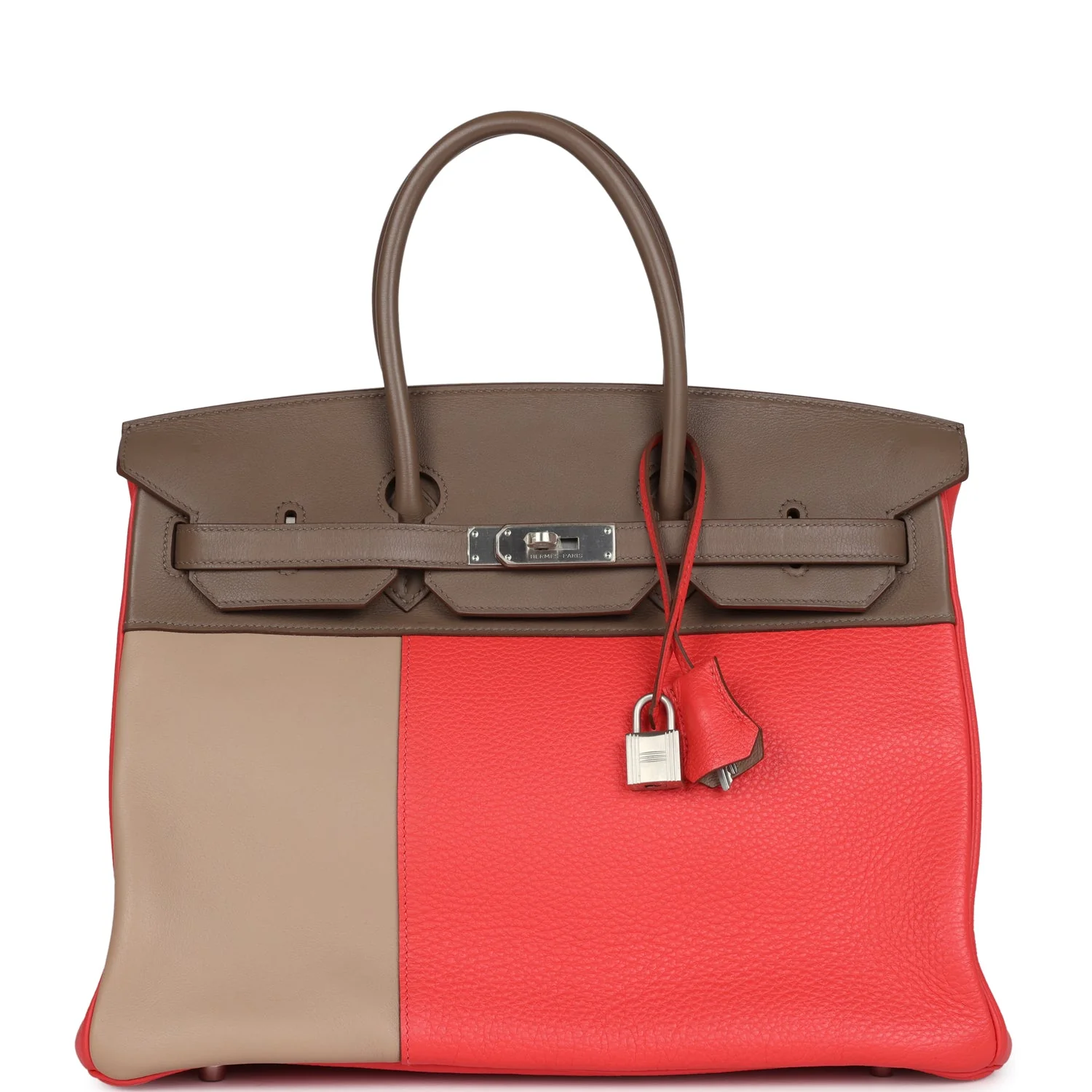 Replicate Hermes Birkin 30 Cascade Rose Jaipur, Etoupe and Argile Swift and Clemence Brushed Palladium Hardware(1:1 replica)