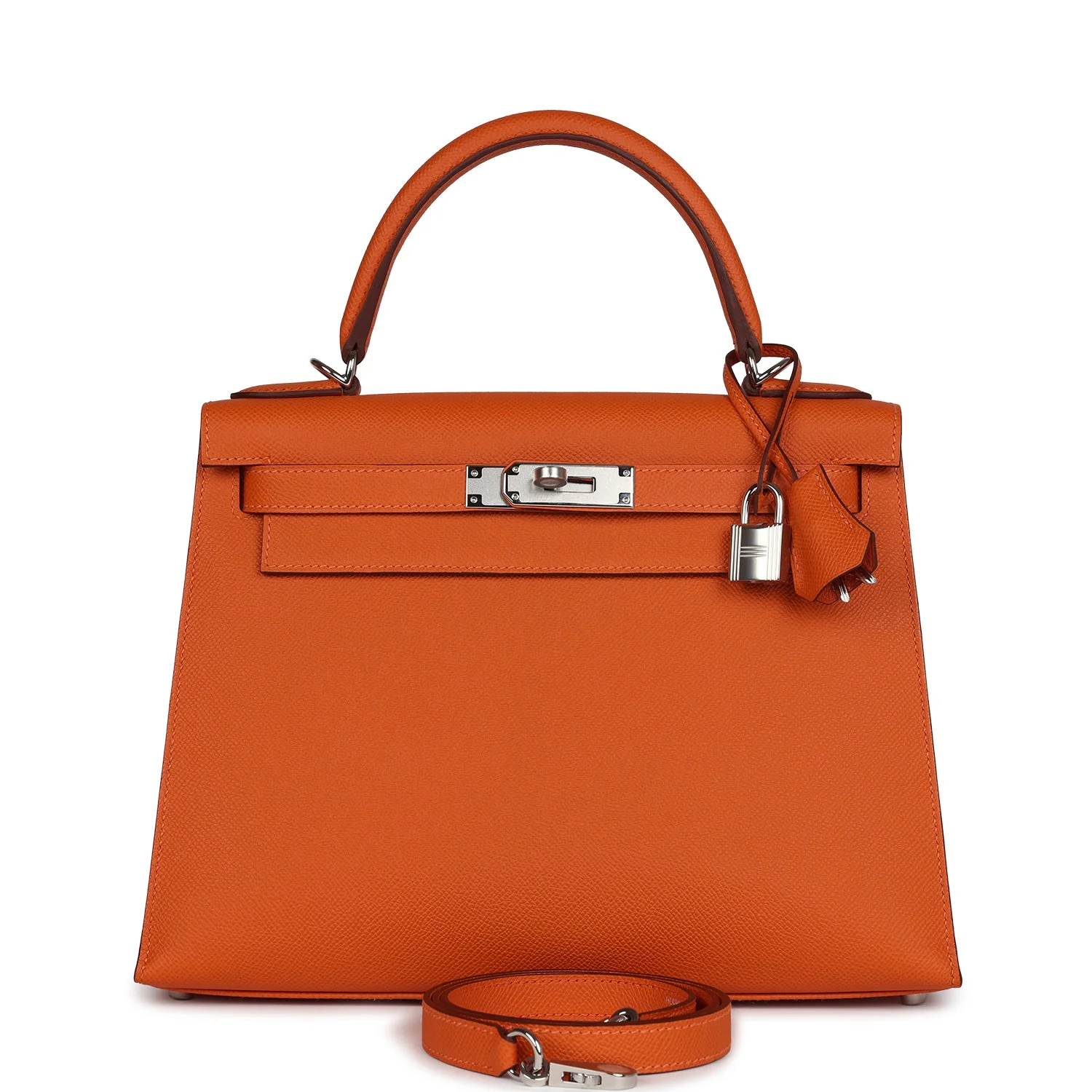 Replicate Hermes Kelly Sellier 28 Orange Epsom Palladium Hardware(1:1 replica)