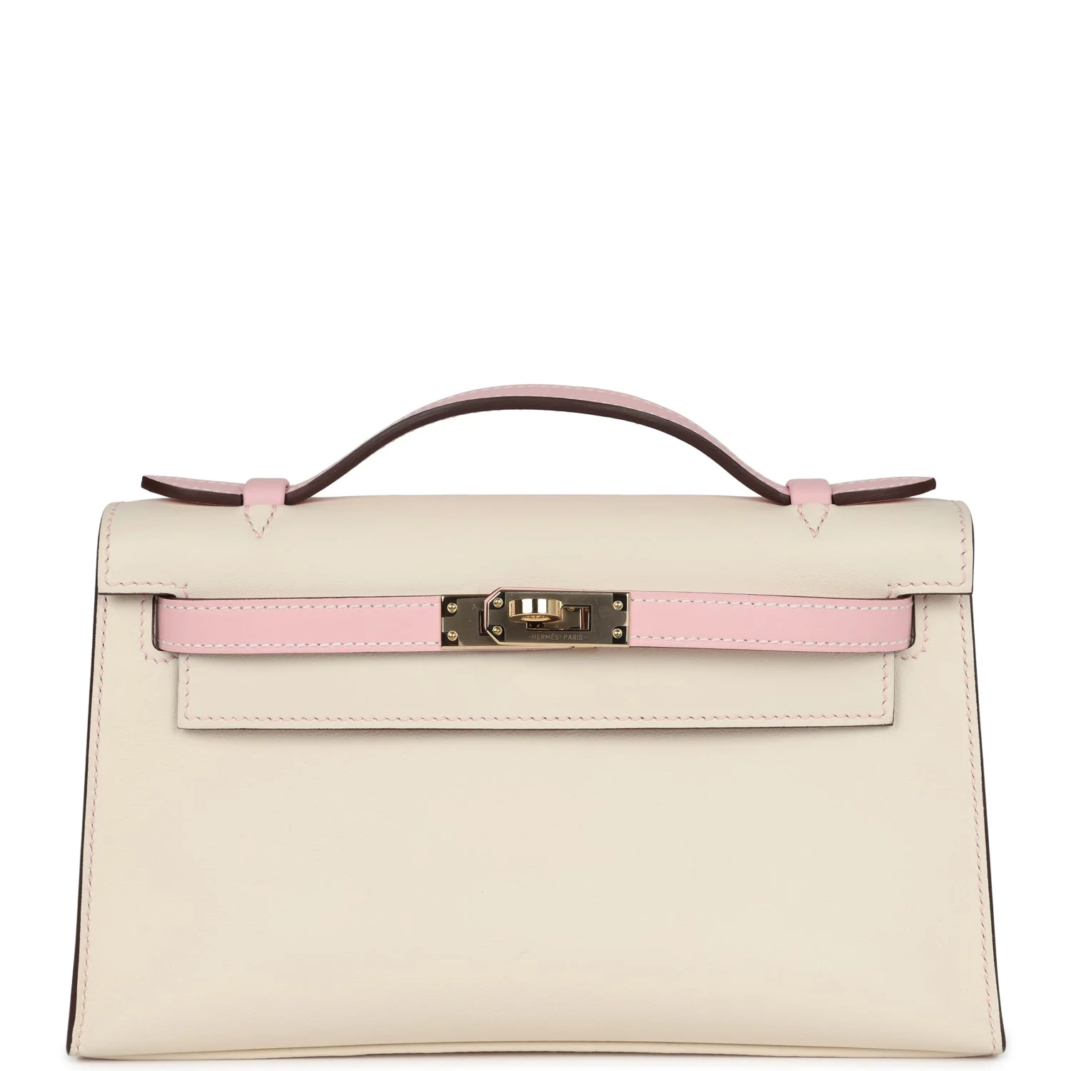 Replicate Hermes Special Order (HSS) Kelly Pochette Nata and Rose Sakura Swift Permabrass Hardware(1:1 replica)