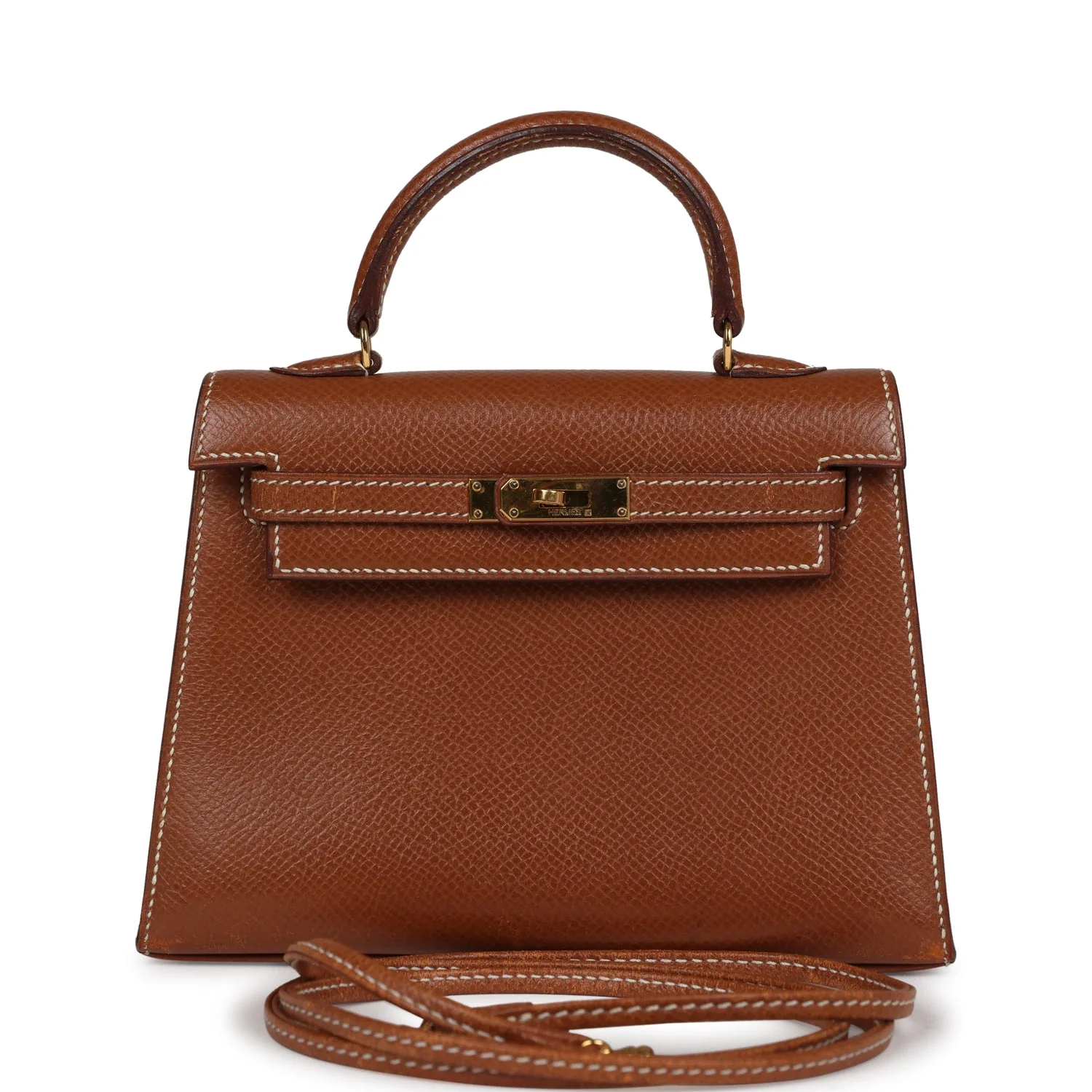 Replicate Vintage Hermes Micro Kelly Sellier 15 Gold Courchevel Gold Hardware(1:1 replica)