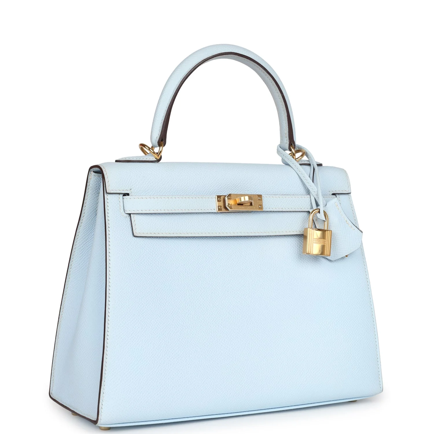 Replicate Hermes Kelly Sellier 25 Bleu Brume Epsom Gold Hardware(1:1 replica)