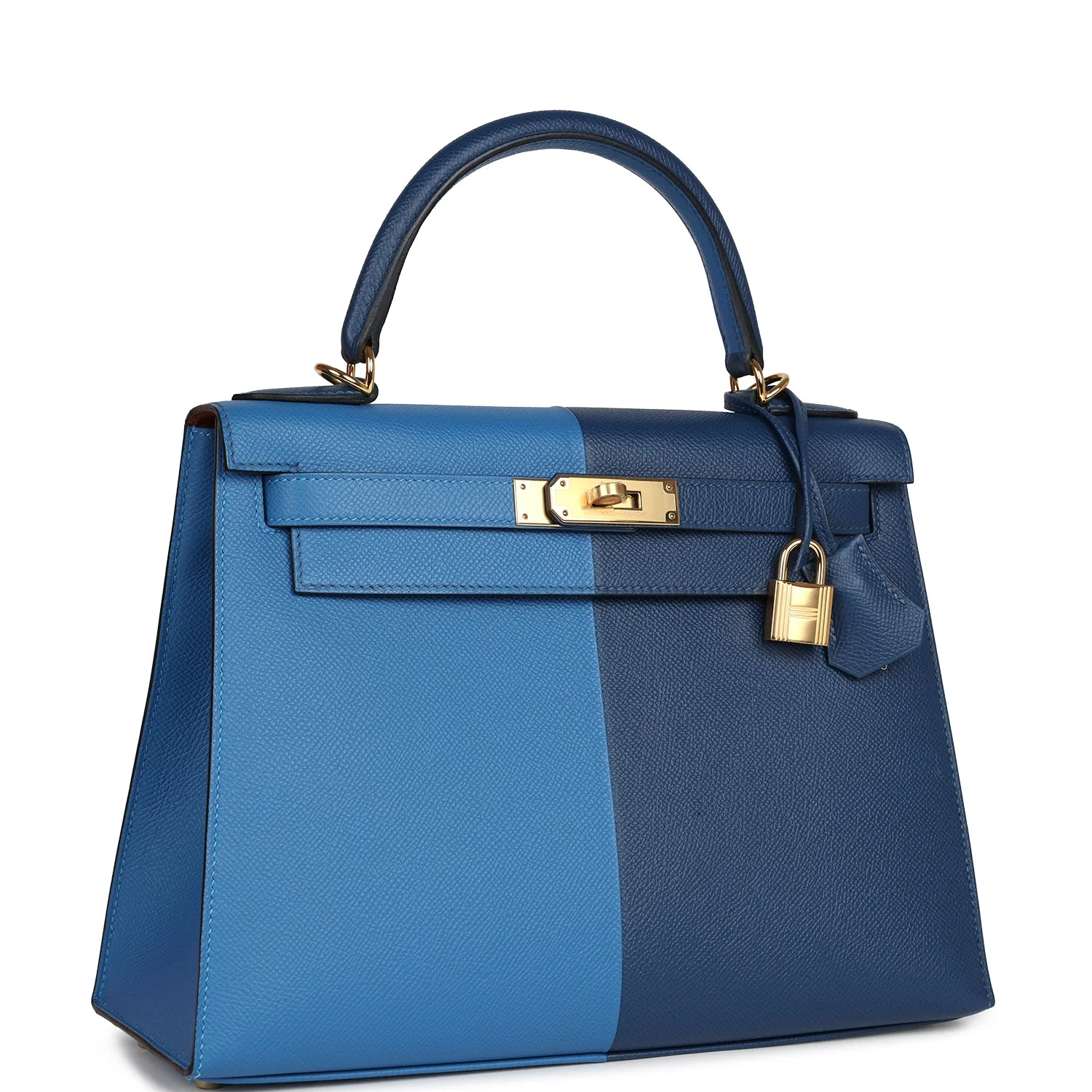 Replicate Hermes Kelly Sellier 28 Casaque Deep Bleu and Mykonos Epsom Gold Hardware(1:1 replica)