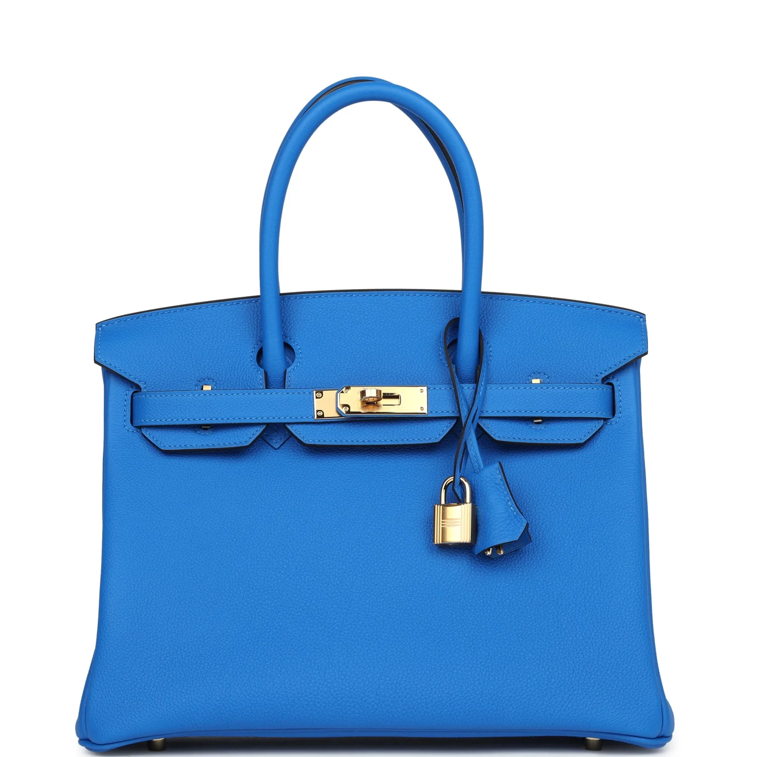 Replicate Hermes Birkin 30 Bleu Hydra Togo Gold Hardware(1:1 replica)