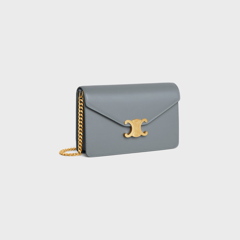 Replicate WALLET ON CHAIN MARGO IN SHINY CALFSKIN BLUE GREY(1:1 replica)