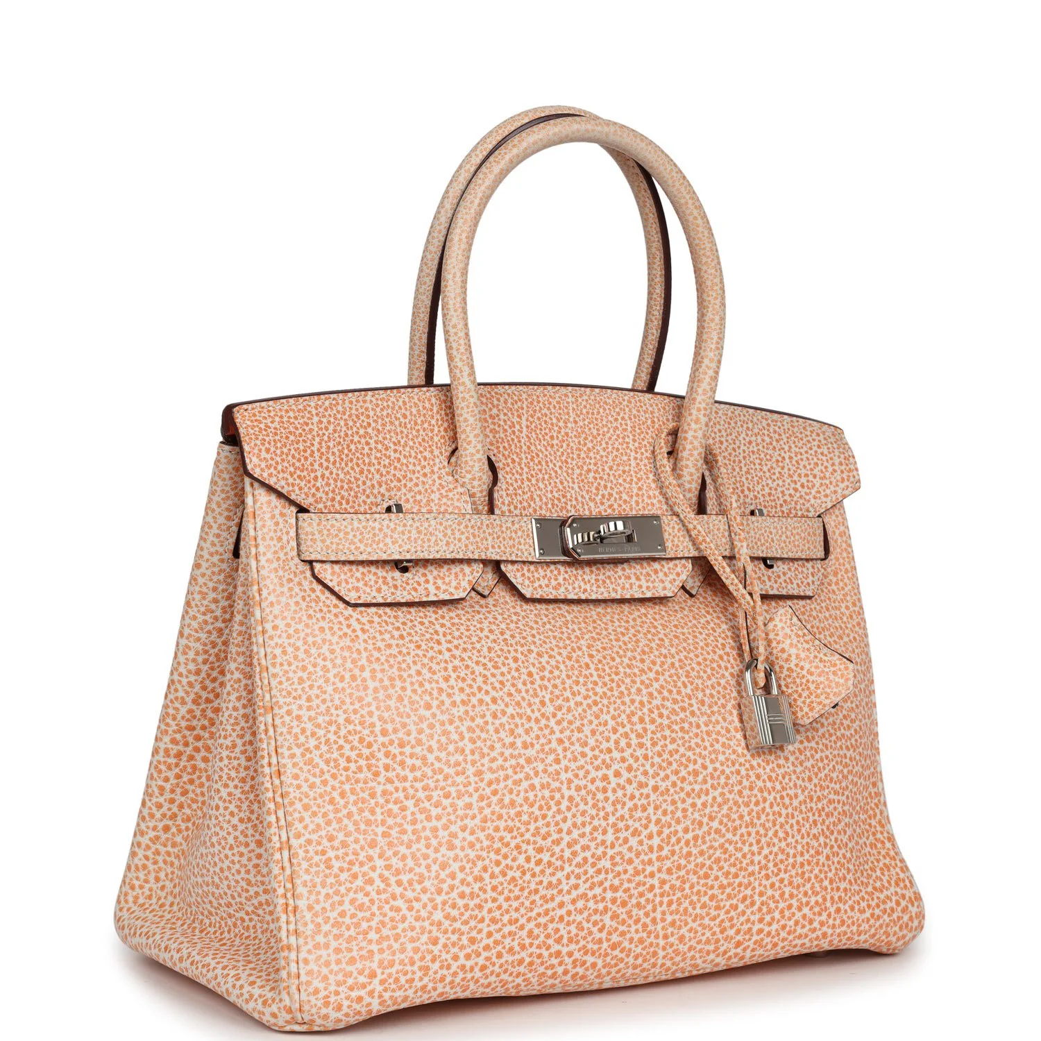 Replicate Vintage Hermes Birkin 30 Orange Dalmatian Buffalo Palladium Hardware(1:1 replica)