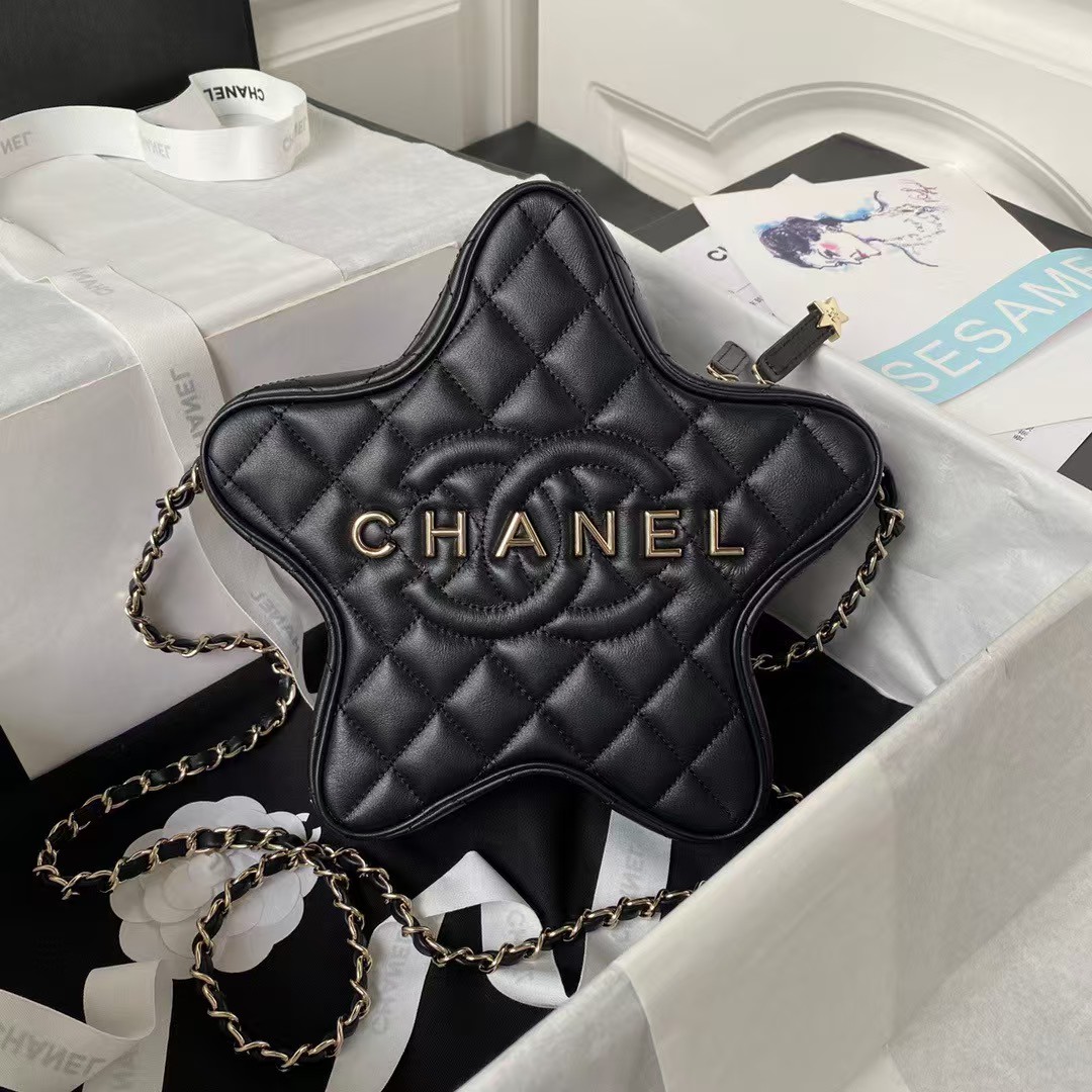 Replicate Chanel 24C AS4579 Star Bag Black Lambskin Light Gold Hardware(1:1 replica)