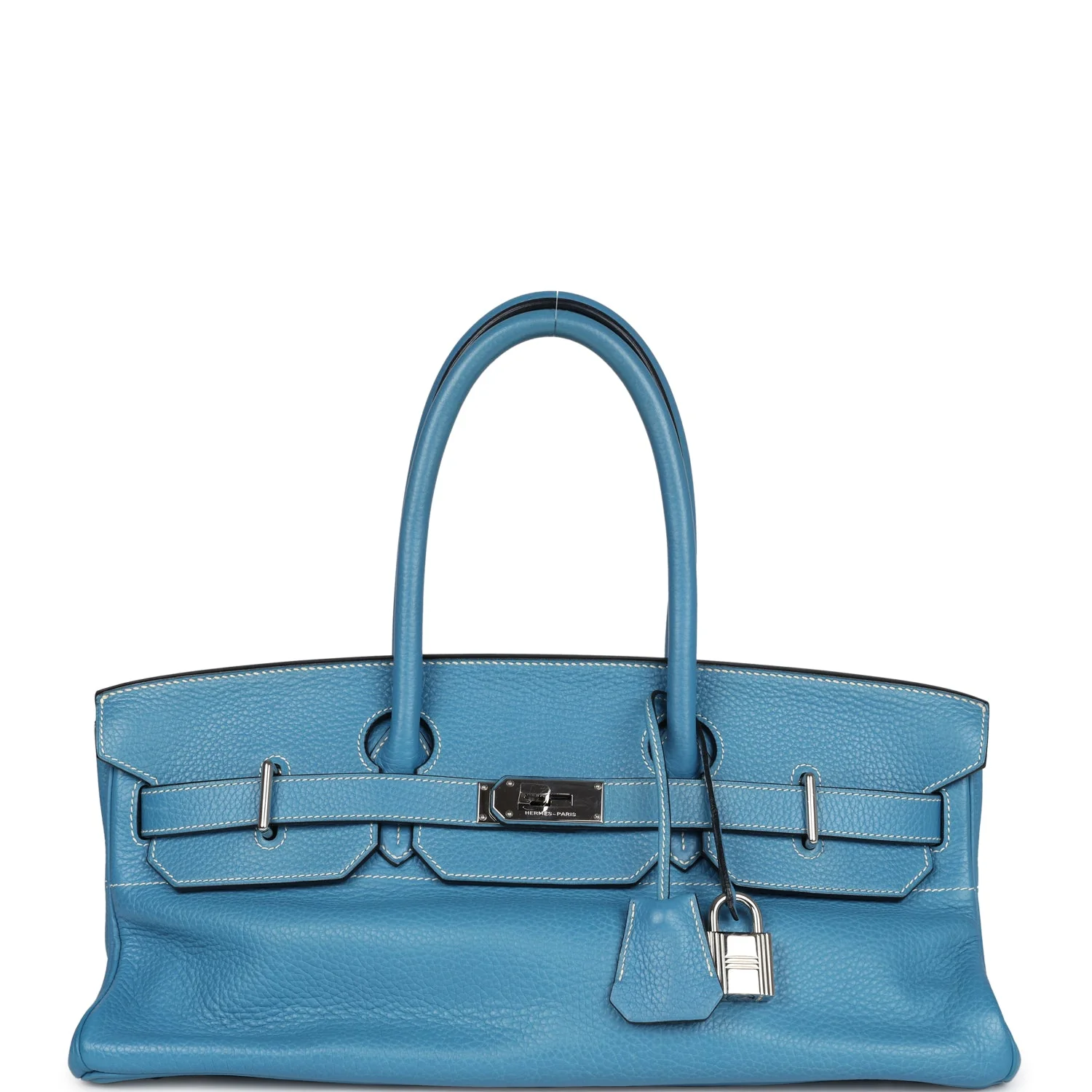 Replicate Hermes Shoulder Birkin 42 JPG Blue Jean Clemence Palladium Hardware(1:1 replica)