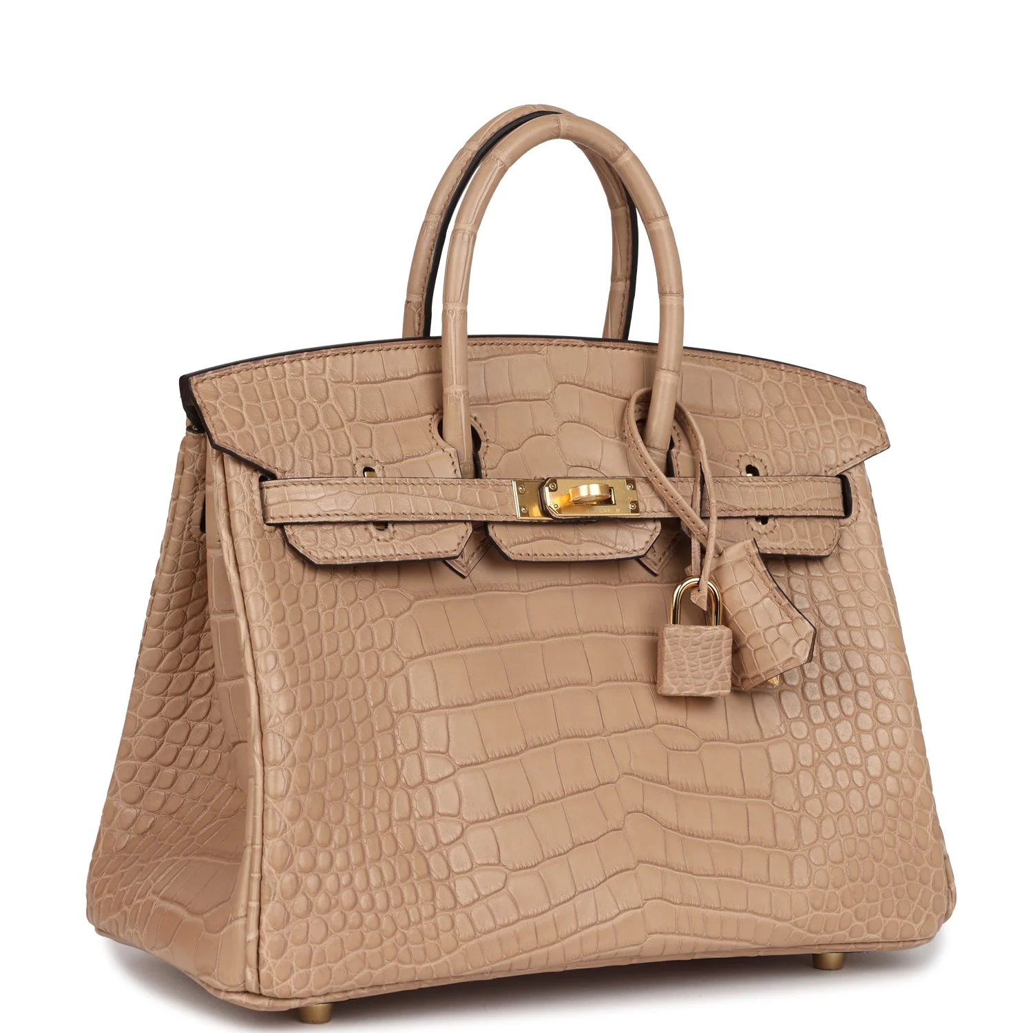Replicate Hermes Birkin 25 Chai Matte Alligator Gold Hardware(1:1 replica)