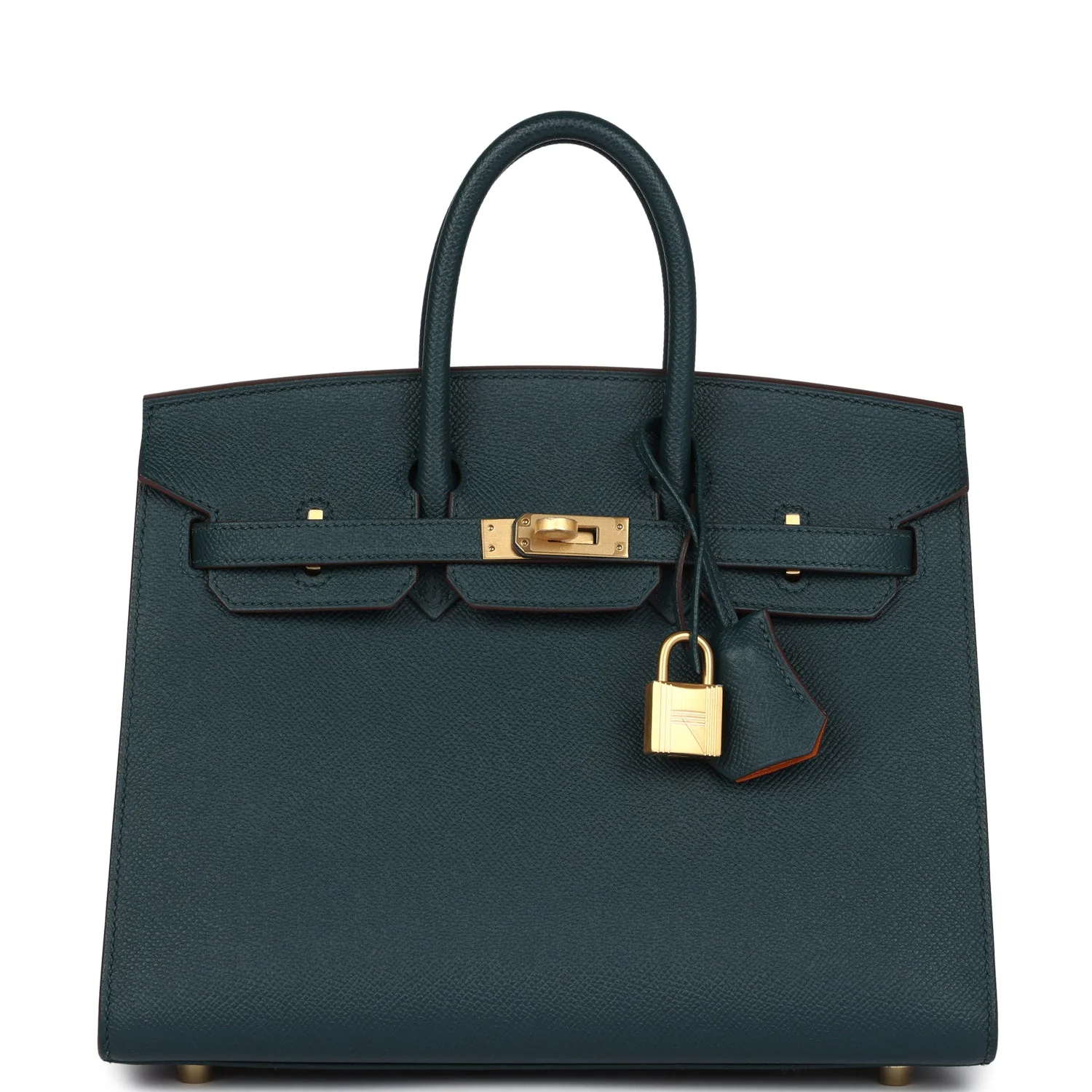 Replicate Hermes Special Order (HSS) Birkin Sellier 25 Vert Cypress Verso Epsom Brushed Gold Hardware(1:1 replica)