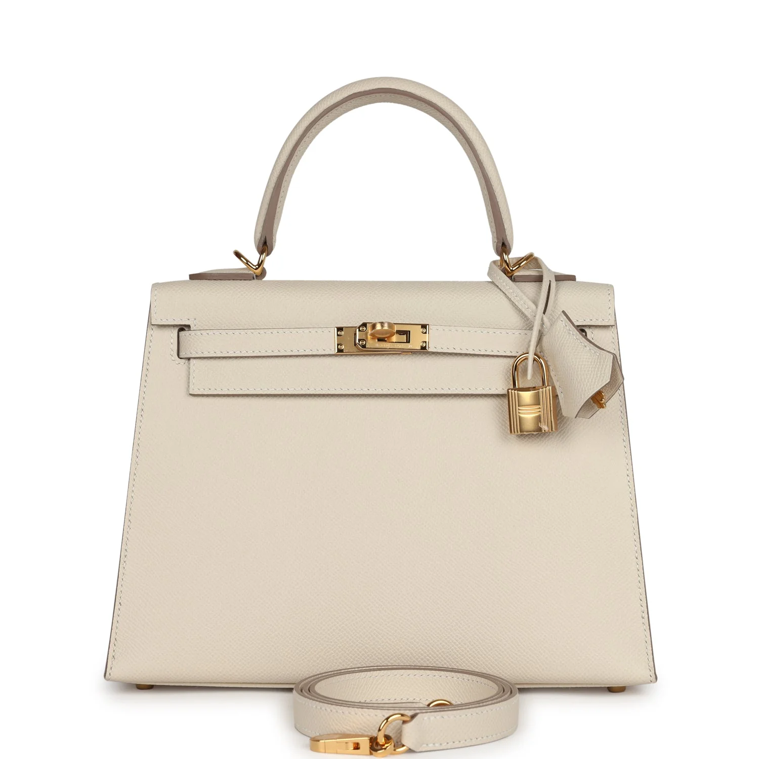 Replicate Hermes Kelly Sellier 25 Craie Epsom Gold Hardware(1:1 replica)
