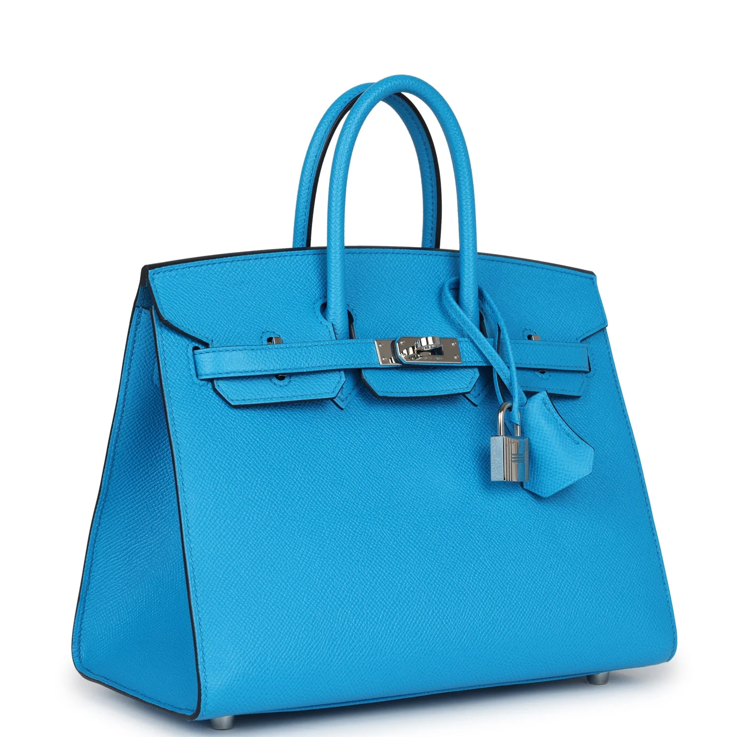 Replicate Hermes Birkin Sellier 25 Bleu Frida Epsom Palladium Hardware(1:1 replica)