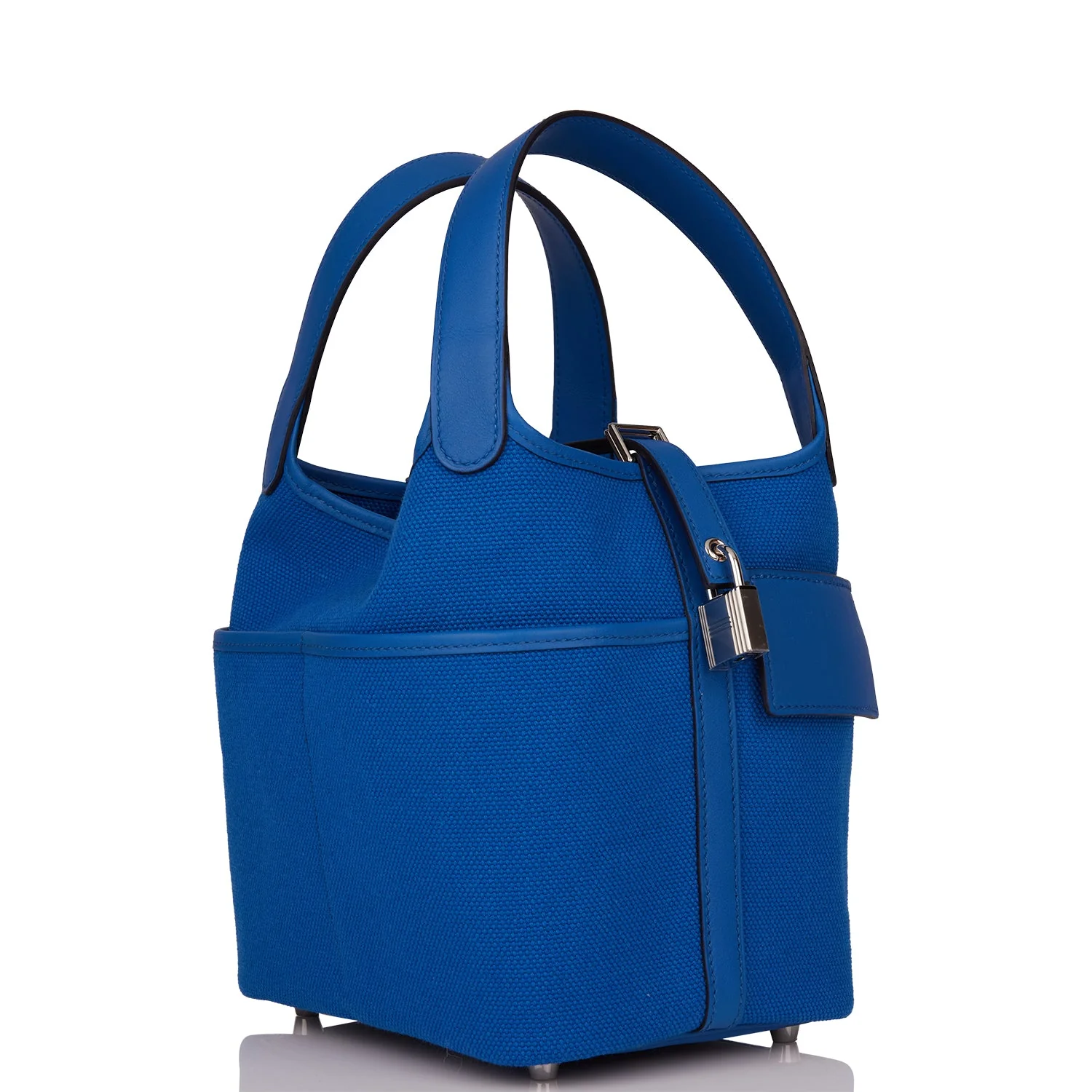 Replicate Hermes Picotin Cargo 18 Bleu France Swift and Toile Canvas Palladium Hardware(1:1 replica)