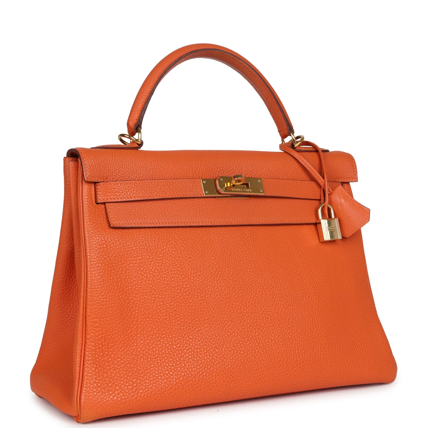 Replicate Vintage Hermes Kelly Retourne 32 Orange Togo Gold Hardware(1:1 replica)