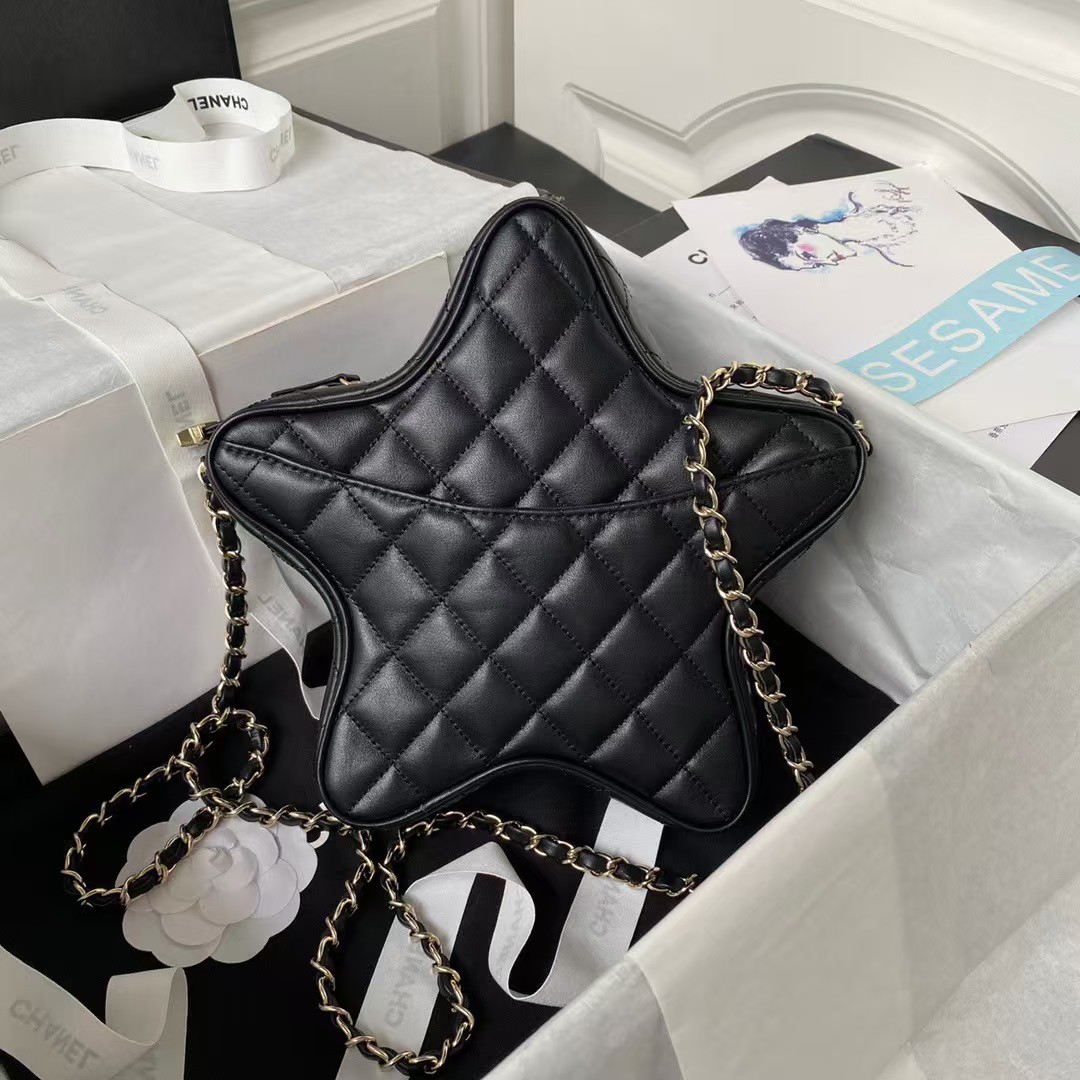 Replicate Chanel 24C AS4579 Star Bag Black Lambskin Light Gold Hardware(1:1 replica)