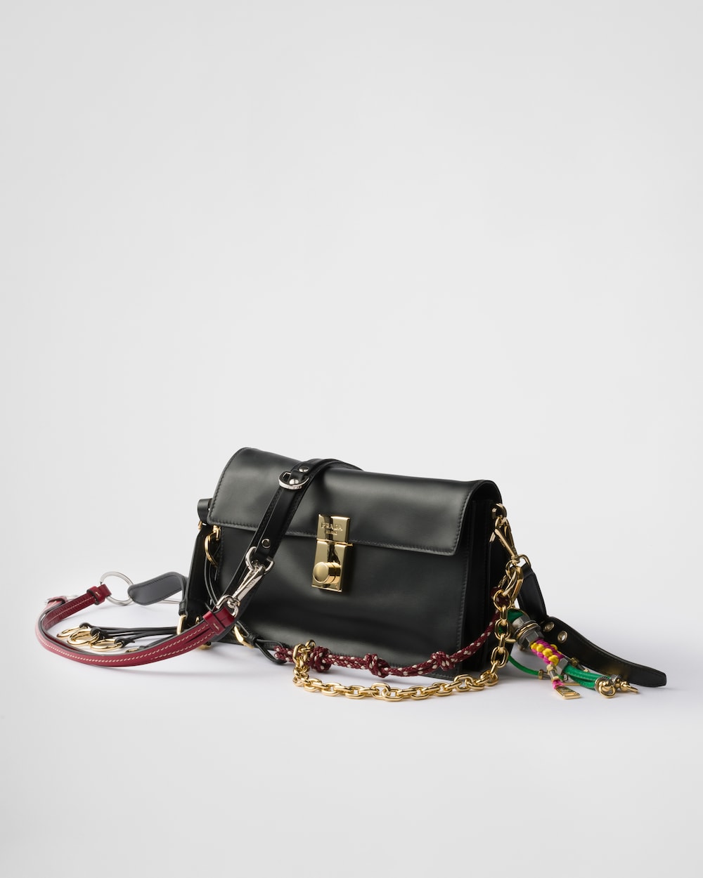 Replicate Prada Soft Sound Small Leather Shoulder Bag With Charms(1:1 replica)
