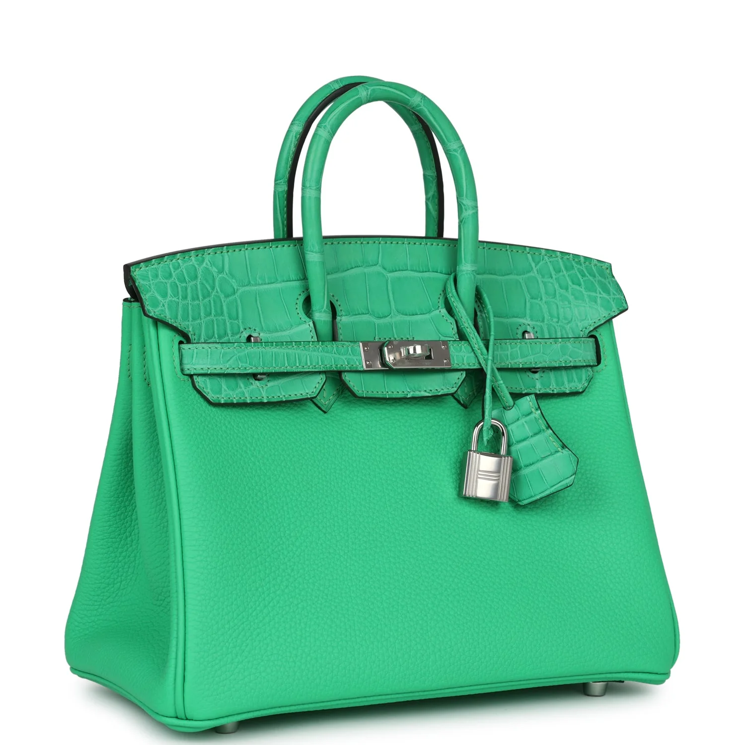 Replicate Hermes Birkin 25 Vert Comics Togo and Matte Alligator Touch Palladium Hardware(1:1 replica)