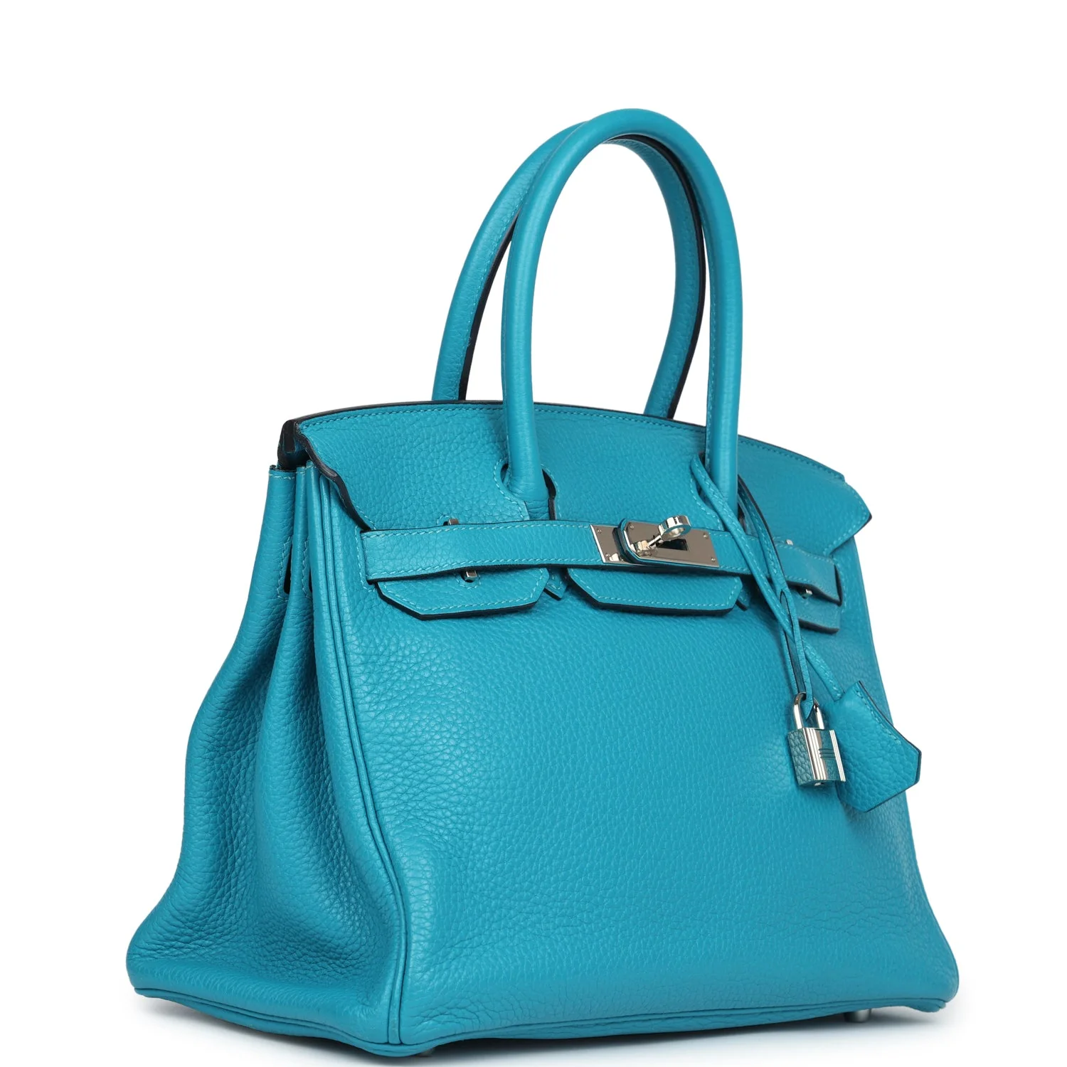 Replicate Hermes Birkin 30 Turquoise Clemence Palladium Hardware(1:1 replica)