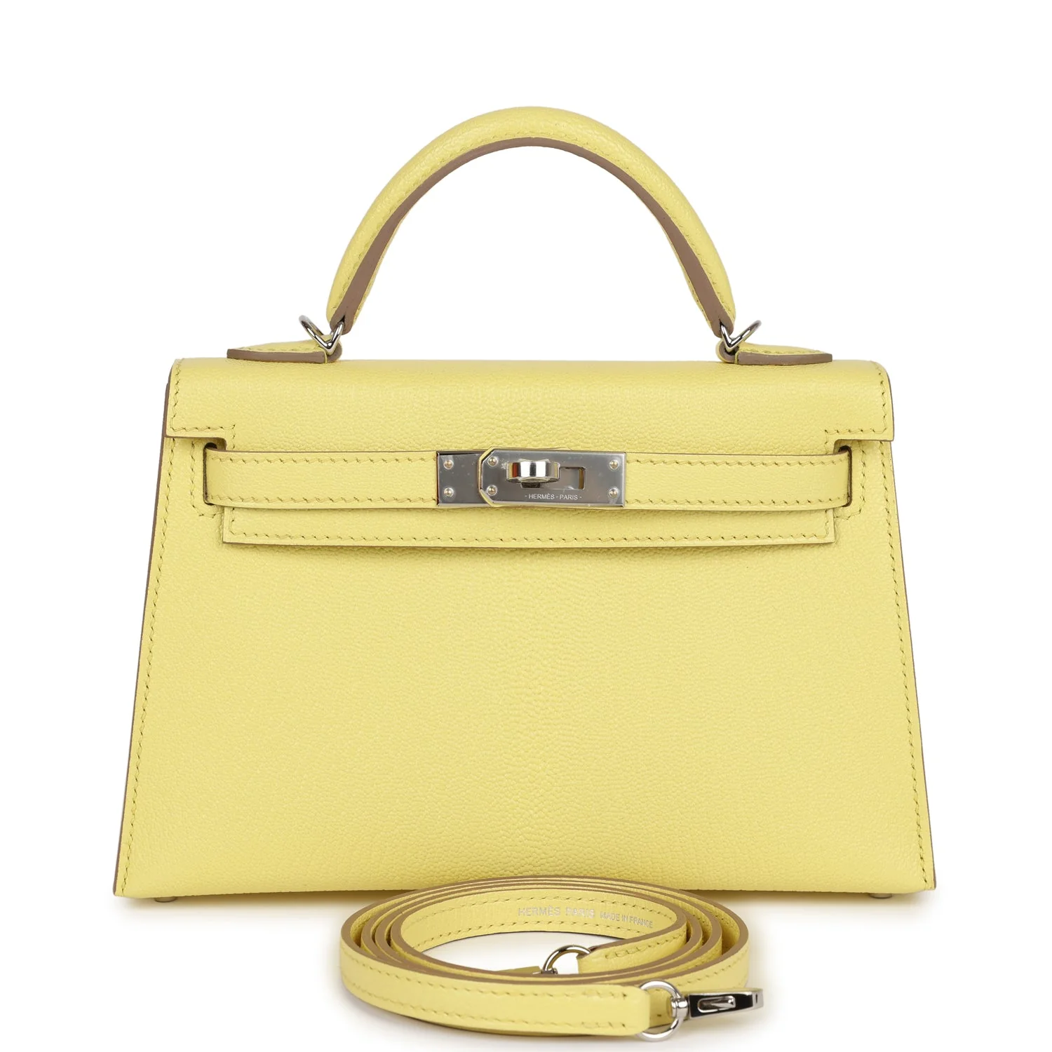 Replicate Hermes Kelly Sellier 20 Limoncello Chevre Palladium Hardware(1:1 replica)