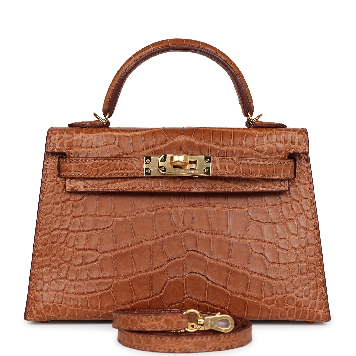 Replicate Hermes Kelly Sellier 20 Gold Matte Alligator Gold Hardware(1:1 replica)