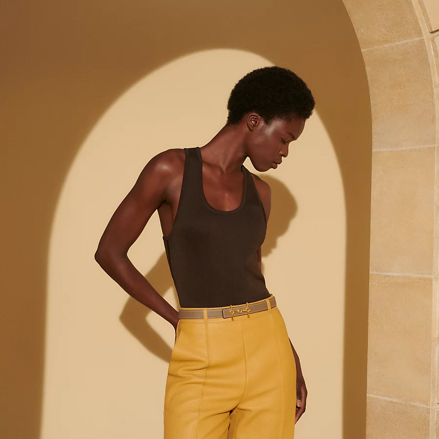 Replicate H Equestre belt buckle   Hermès sur Mer reversible leather strap 24 mm(1:1 replica)