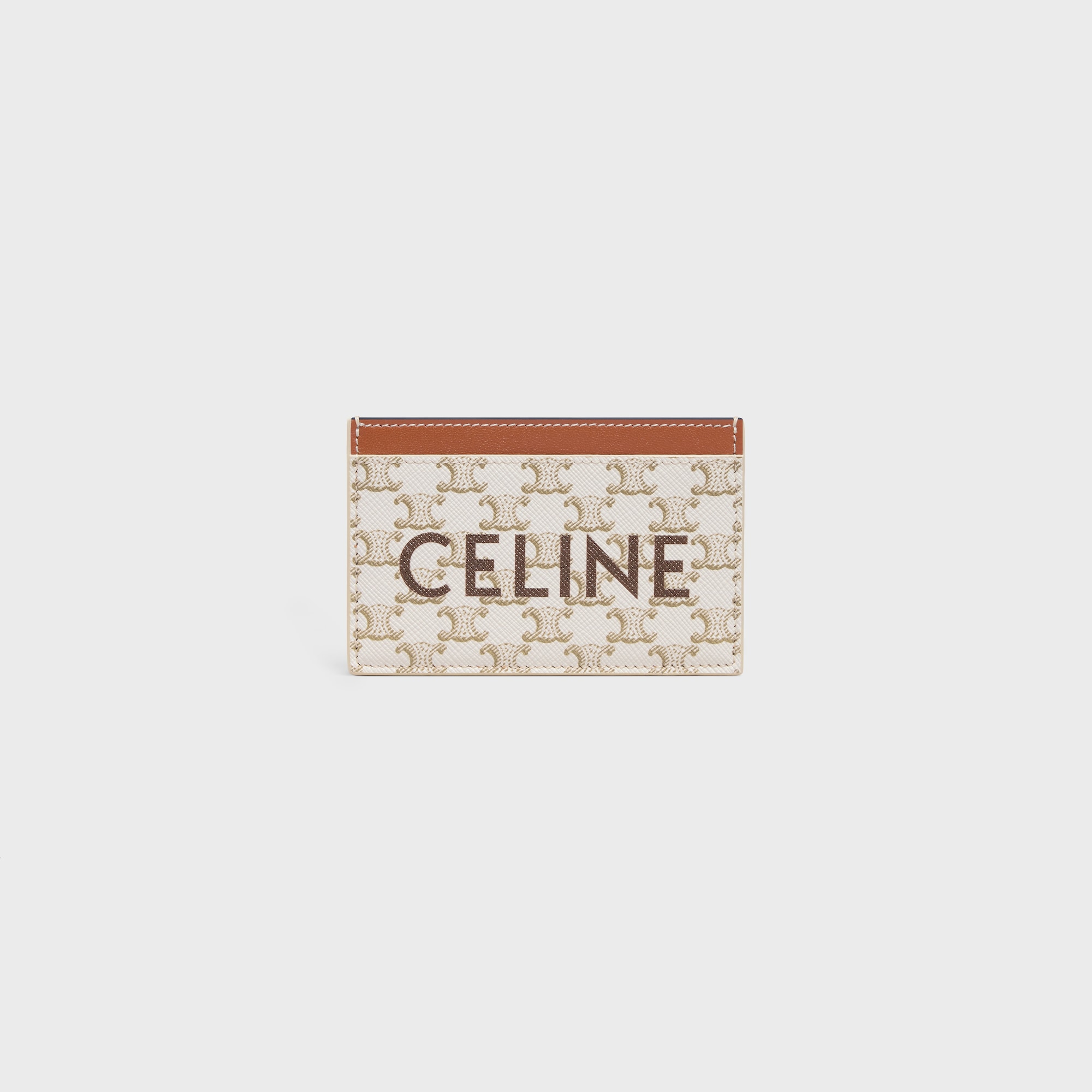 Replicate CARD HOLDER IN TRIOMPHE CANVAS WITH CELINE PRINT WHITE/TAN(1:1 replica)