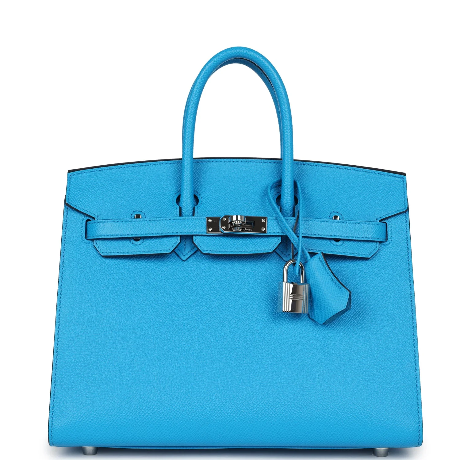 Replicate Hermes Birkin Sellier 25 Bleu Frida Epsom Palladium Hardware(1:1 replica)