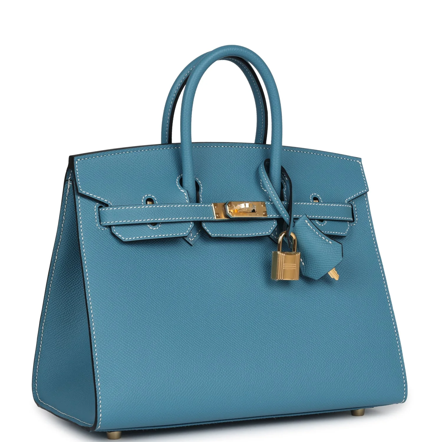 Replicate Hermes Birkin Sellier 25 Blue Jean Epsom Gold Hardware(1:1 replica)