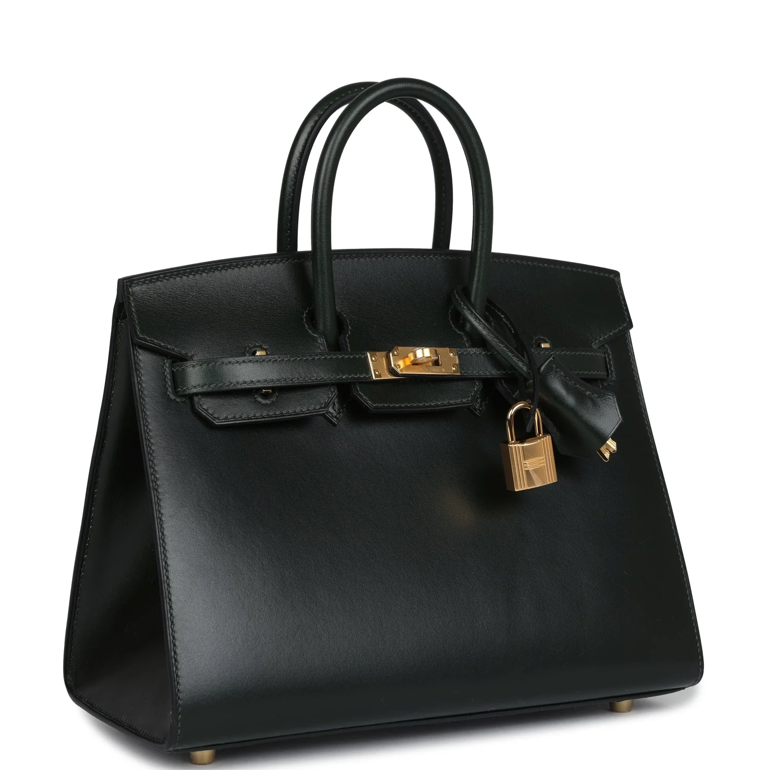 Replicate Hermes Birkin Sellier 25 Vert Fonce Box Gold Hardware(1:1 replica)