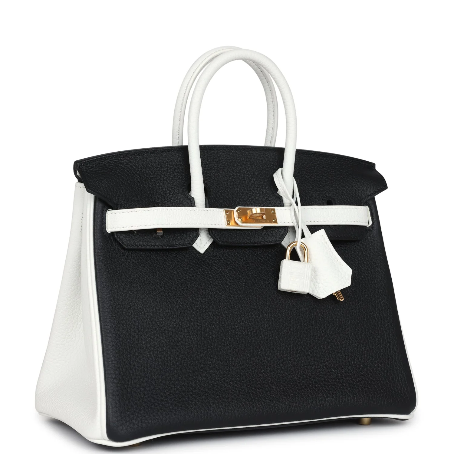 Replicate Hermes Special Order (HSS) Birkin 25 Black and White Clemence Gold Hardware(1:1 replica)
