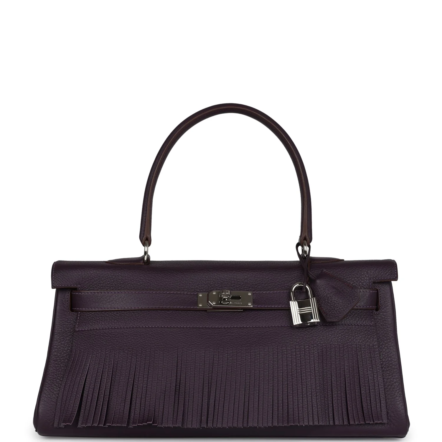 Replicate Hermes Fringe Shoulder Kelly 42 JPG Raisin Clemence Palladium Hardware(1:1 replica)