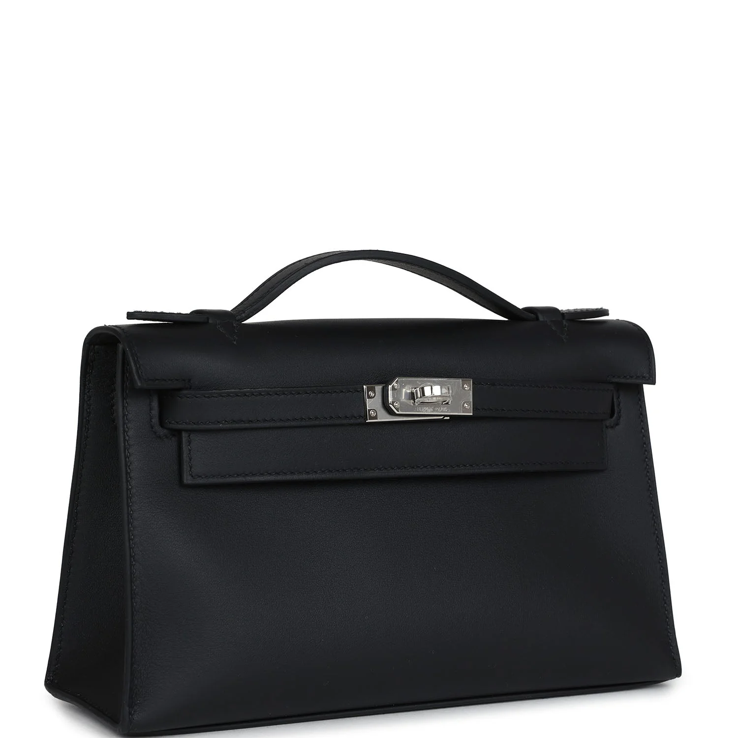 Replicate Hermes Kelly Pochette Black Swift Palladium Hardware(1:1 replica)