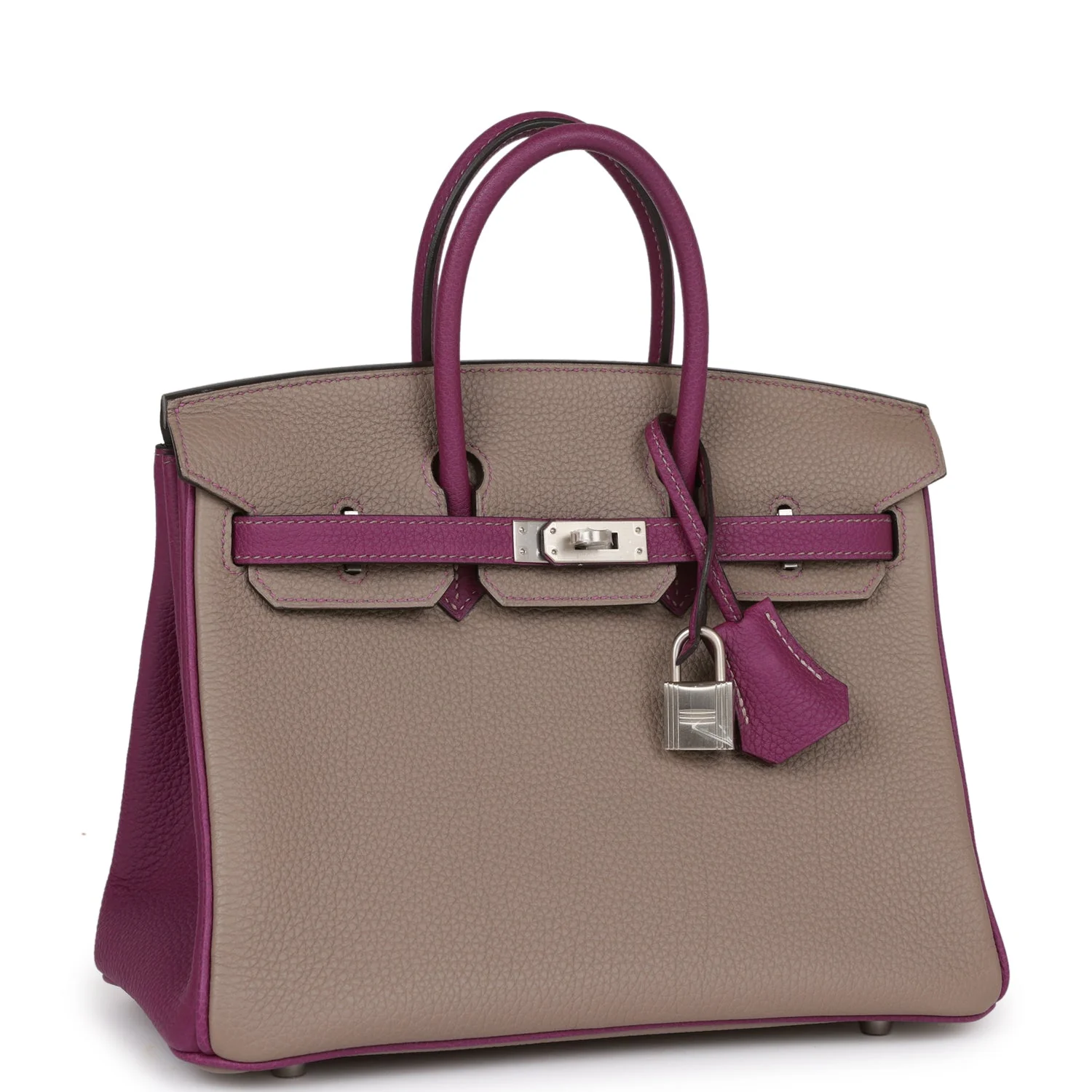 Replicate Hermes Special Order (HSS) Birkin 25 Gris Asphalte and Anenome Togo Brushed Palladium Hardware(1:1 replica)
