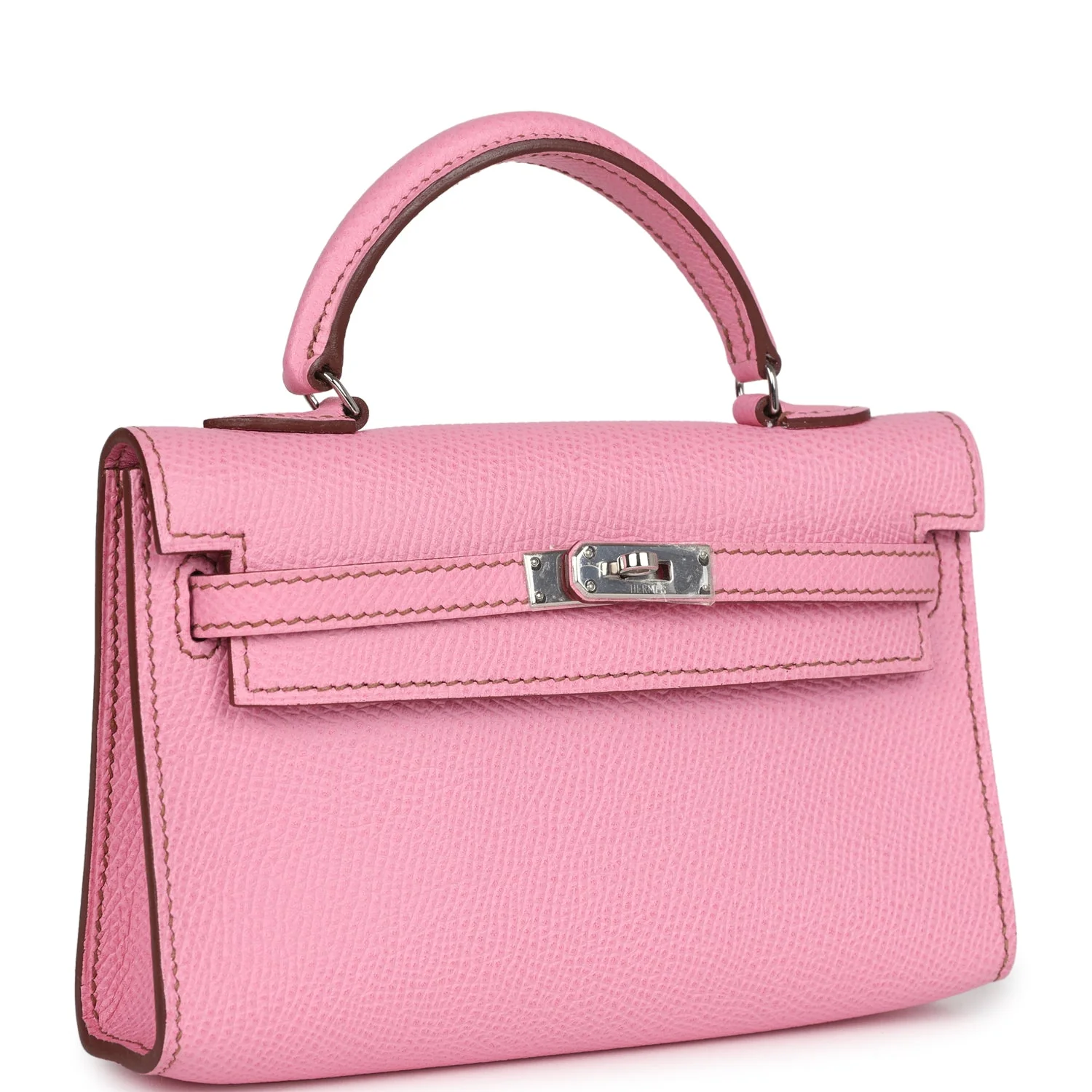 Replicate Hermes Micro Kelly 15 Bubblegum Epsom Palladium Hardware(1:1 replica)
