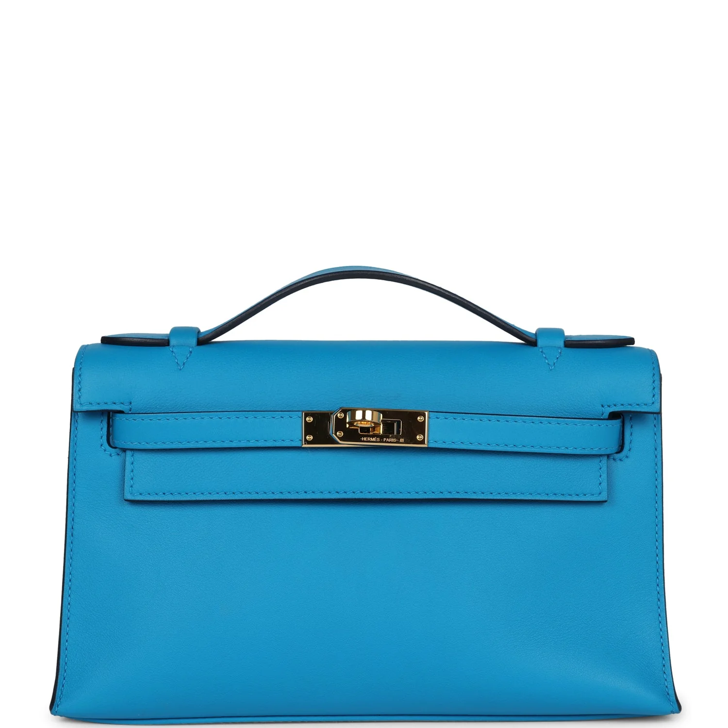 Replicate Hermes Kelly Pochette Bleu Frida Swift Gold Hardware(1:1 replica)