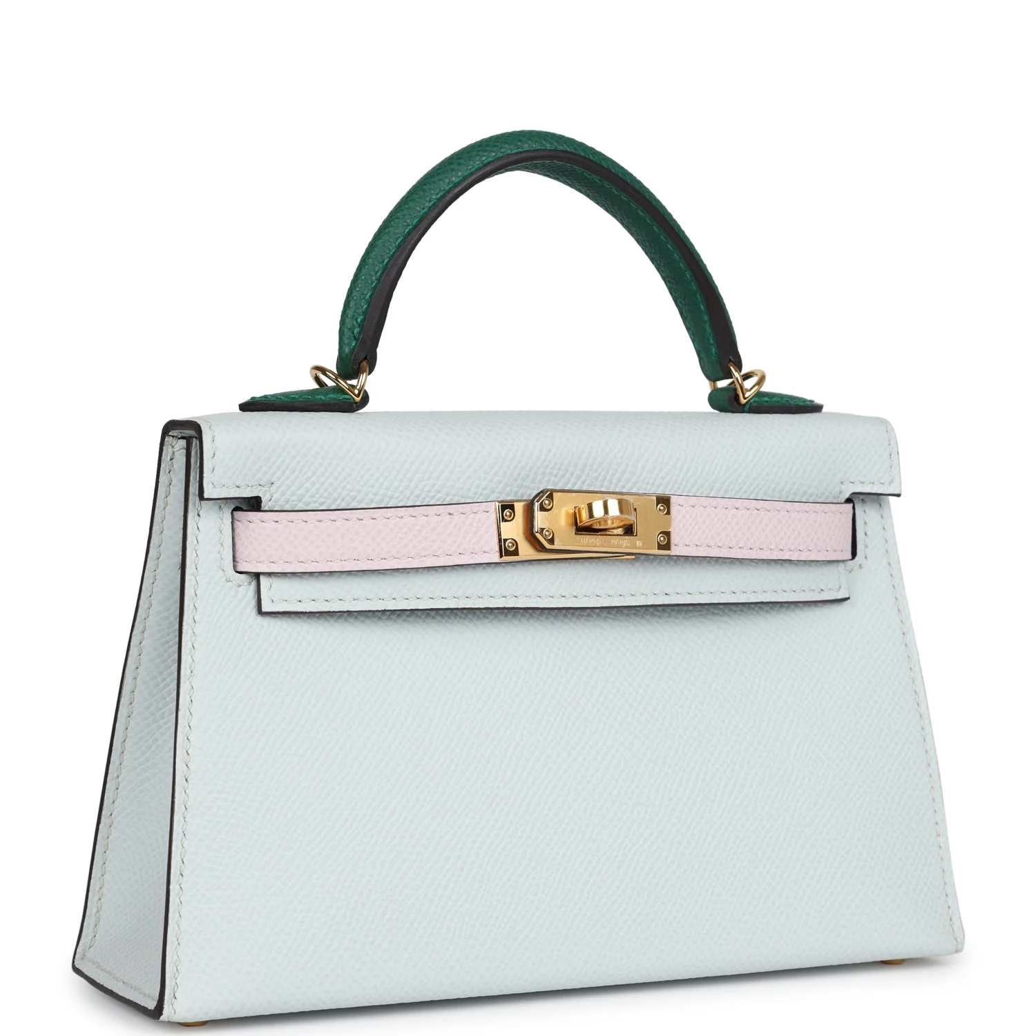 Replicate Hermes Kelly Sellier 20 Tri-color Gris Platine, Mauve Pale and Vert Moyen Epsom Gold Hardware(1:1 replica)