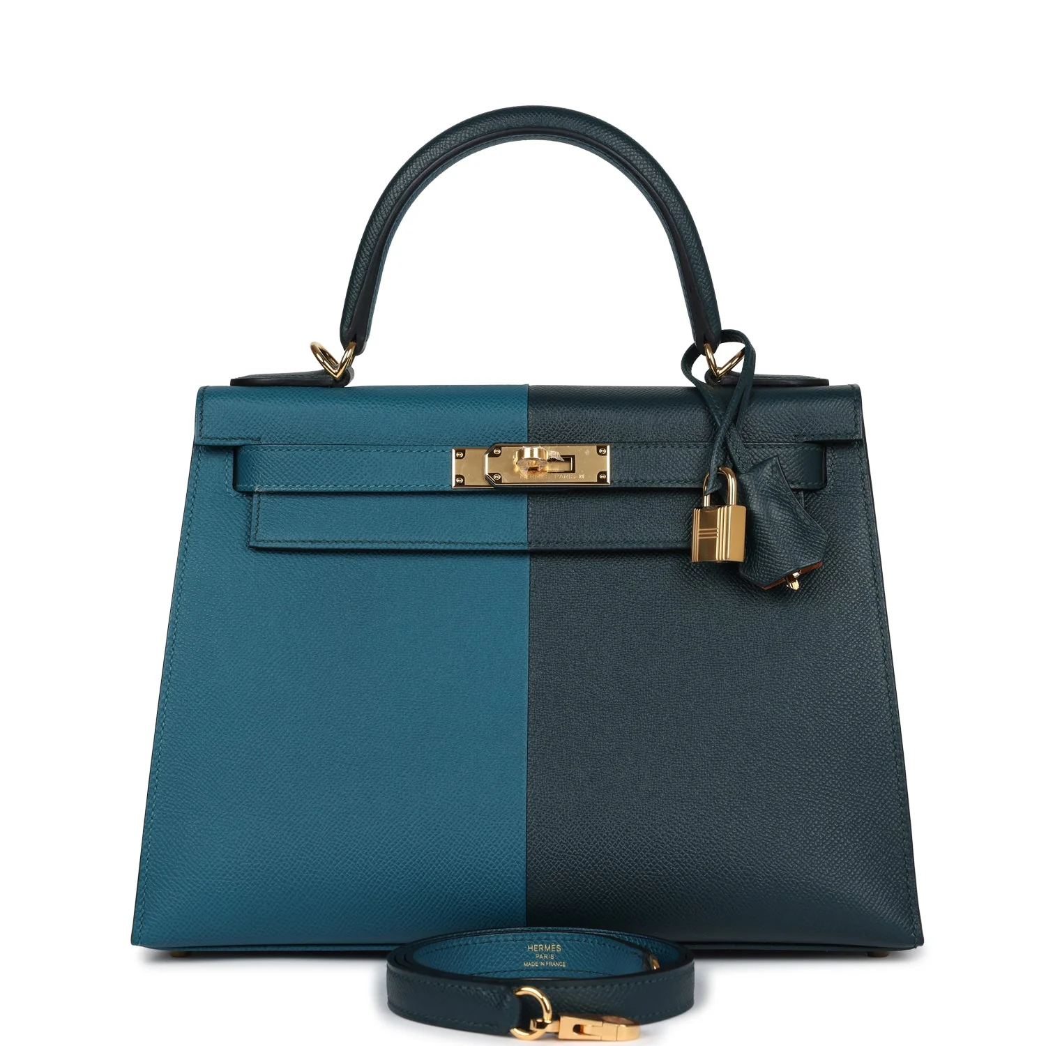 Replicate Hermes Kelly Sellier 28 Casaque Vert Cypres and Vert Bosphore Epsom Gold Hardware(1:1 replica)