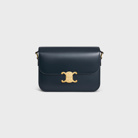 Replicate CLASSIQUE TRIOMPHE BAG IN SHINY CALFSKIN NAVY BLUE(1:1 replica)
