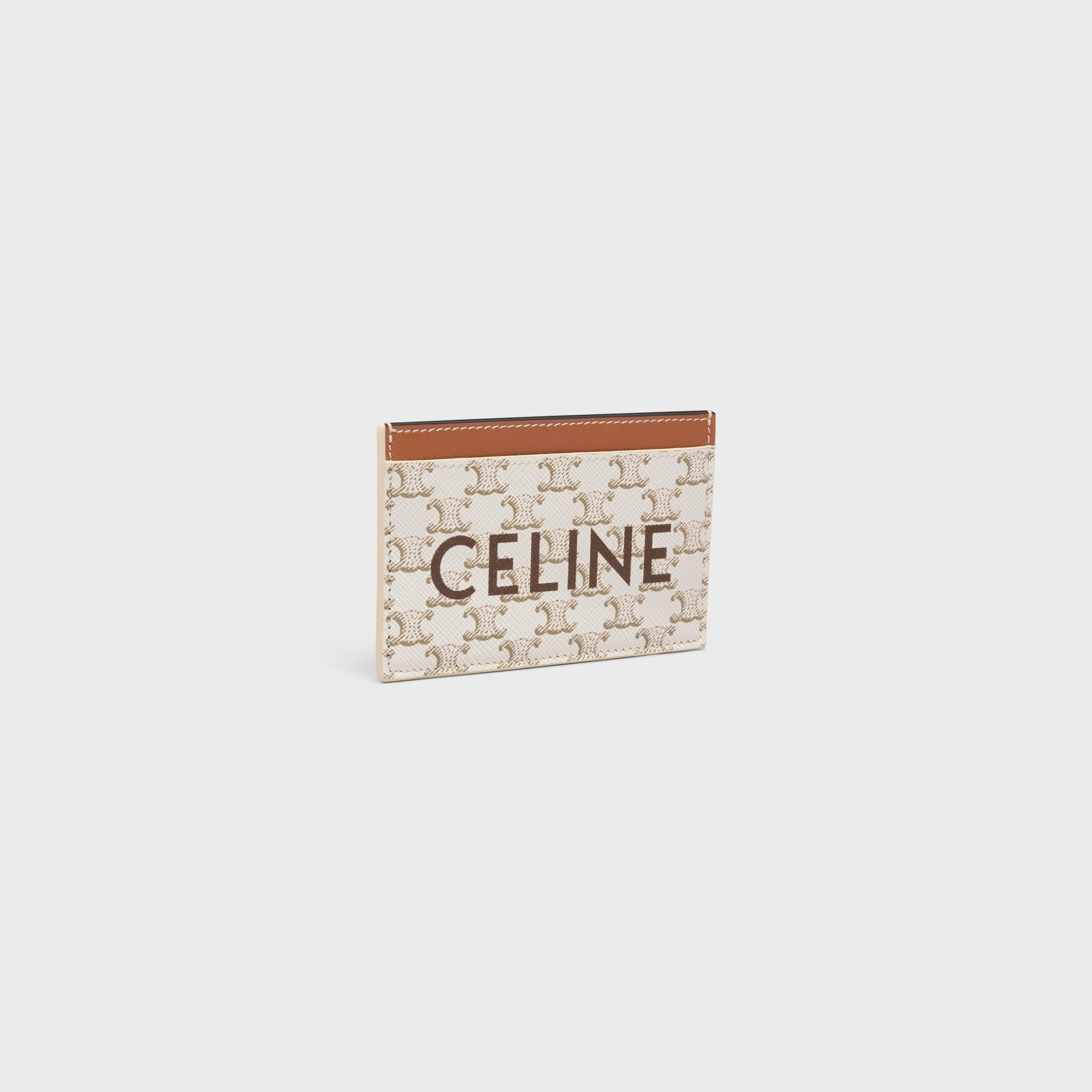 Replicate CARD HOLDER IN TRIOMPHE CANVAS WITH CELINE PRINT WHITE/TAN(1:1 replica)