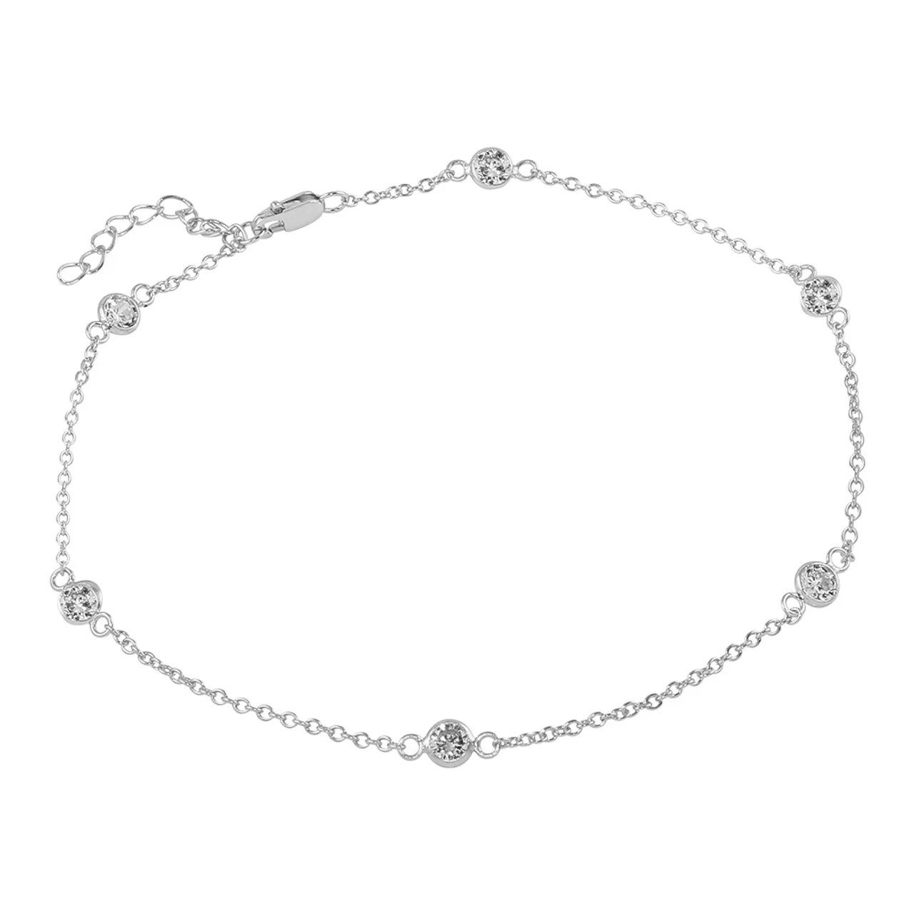 Bracelet de cheville en argent sterling avec CZ en serti