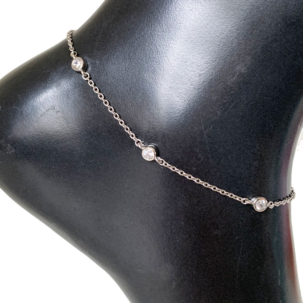 Bracelet de cheville en argent sterling avec CZ en serti