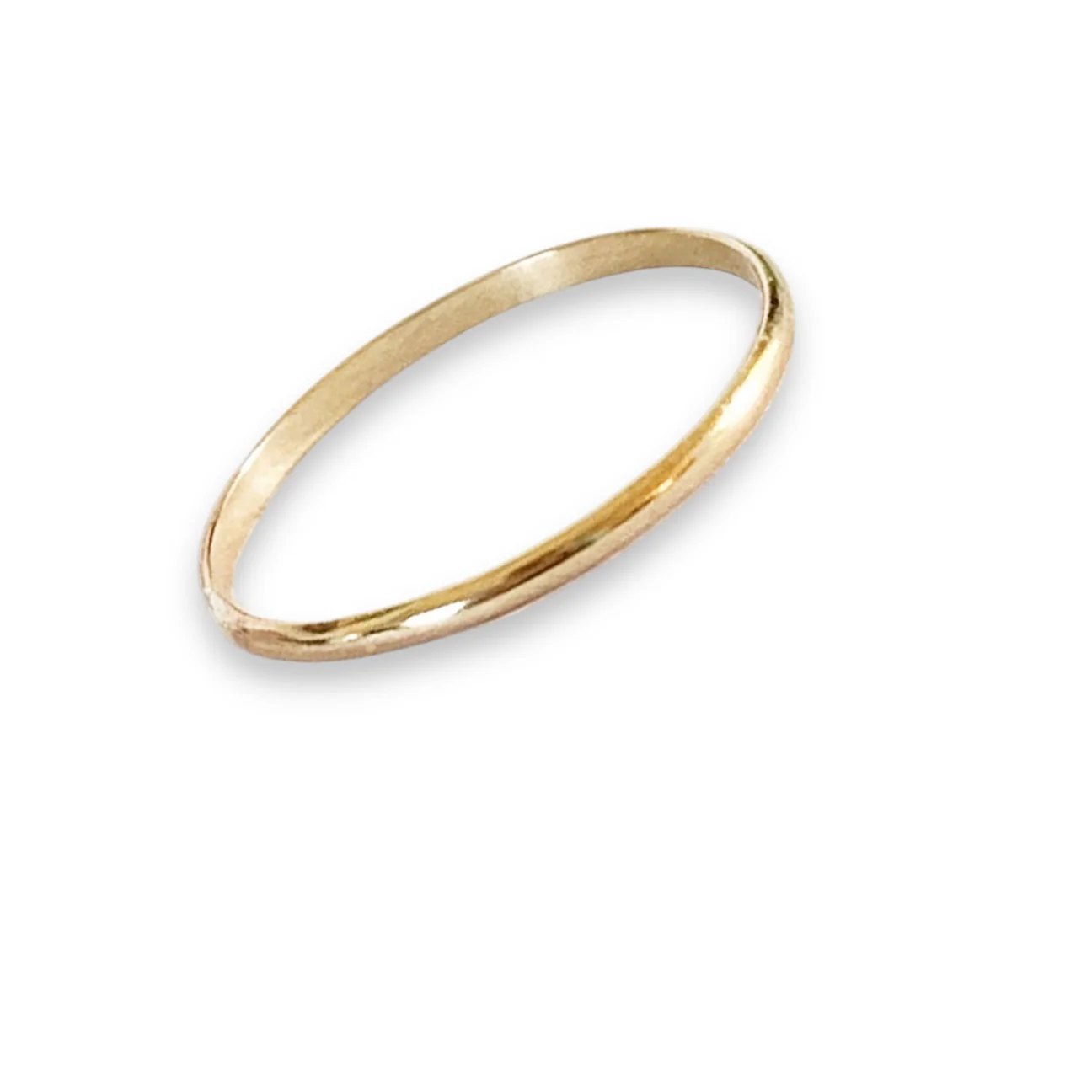 Bague de doigt en or 14 carats à dôme bas de 1 mm
