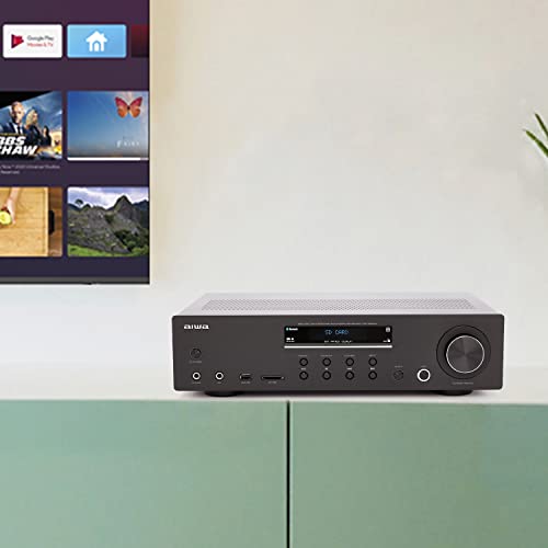 Aiwa AMU 120BT BK Amplificador HiFi Bluetooth 60W 60W RMS. USB/SD MP3. Mic in : Elettronica