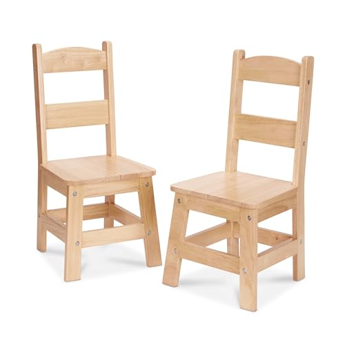 Melissa & Doug 18789 Coppia di sedie in Legno Naturale, Multicolore, da Bambini : Casa e cucina