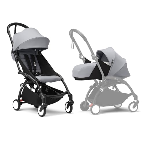 Stokke YOYO Black Frame with YOYO 6 Color Pack (Stone) and Newborn Pack (Stone) : Prima infanzia
