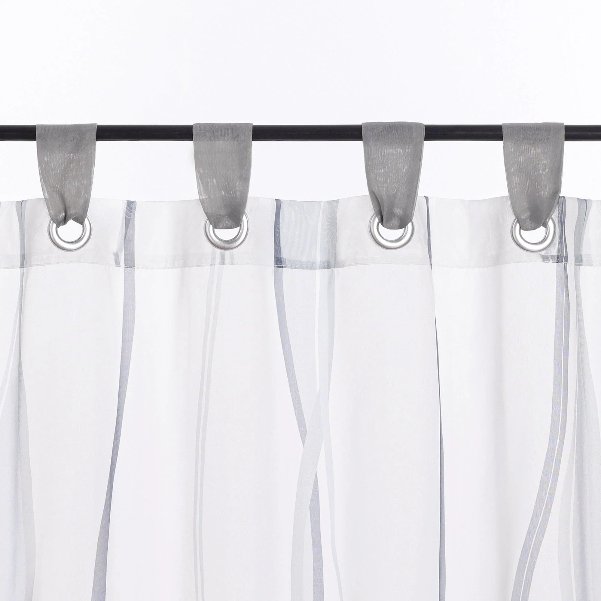 Moderner Scheibengardine mit Schlaufen und dezentem Streifenmuster transparenter Vorhang 1 Stück