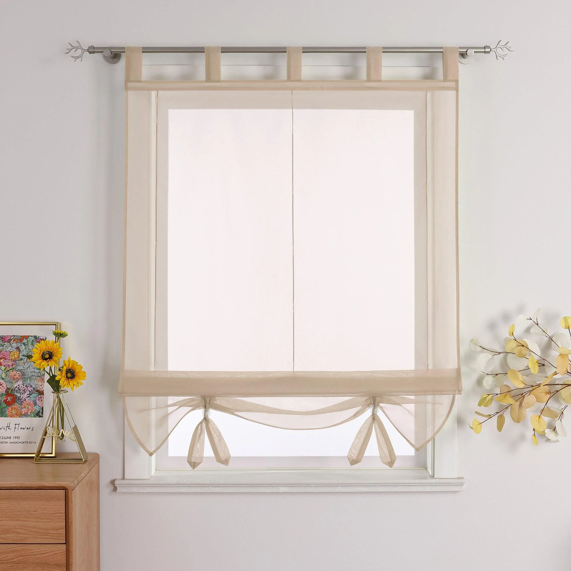 Rollos Kräuselbandgardine Transparente Fensterdeko Luftdurchlässig hochziehbar Unifarbe 1 Stück